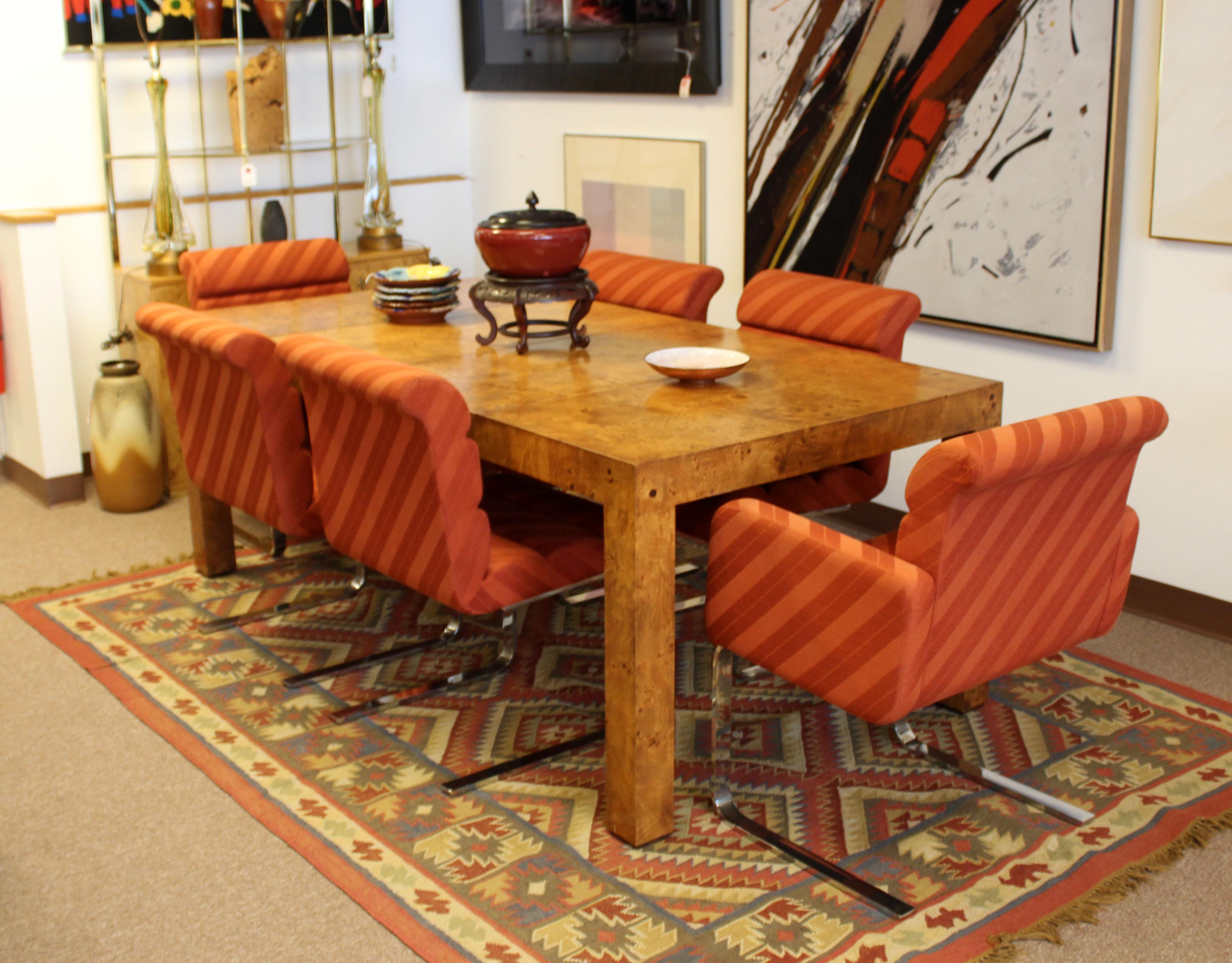 Mid-Century Modern Burl Wood Dining Table with 2 Leaves by Milo Baughman, 1970s 11