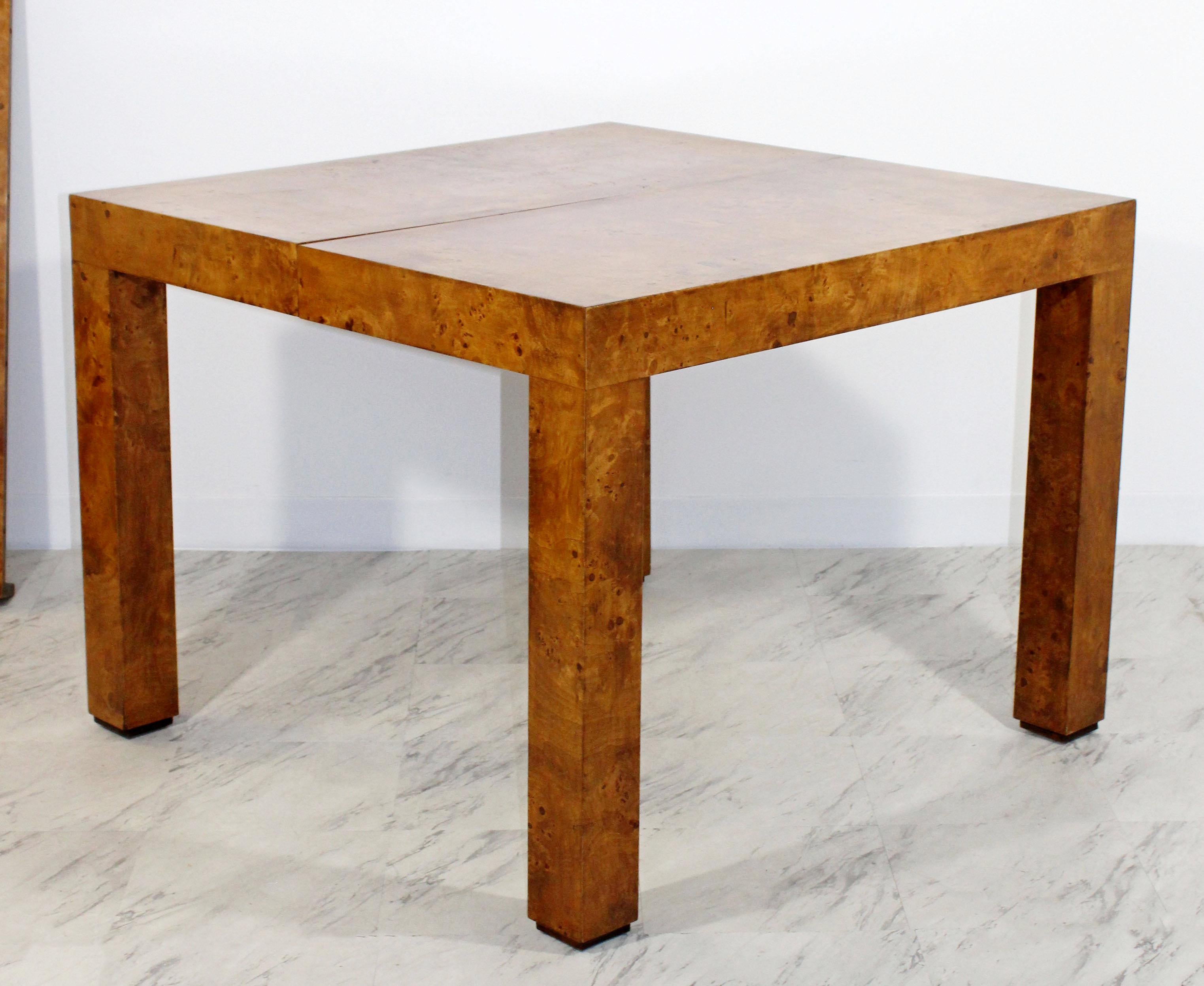 Mid-Century Modern Burl Wood Dining Table with 2 Leaves by Milo Baughman, 1970s 3