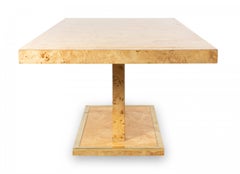 Mesa de Comedor Moderna de Mediano Siglo de Madera de Burl con Hojas