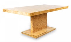 Mid-Century Modern Burl Wood Dining Table with Leaves