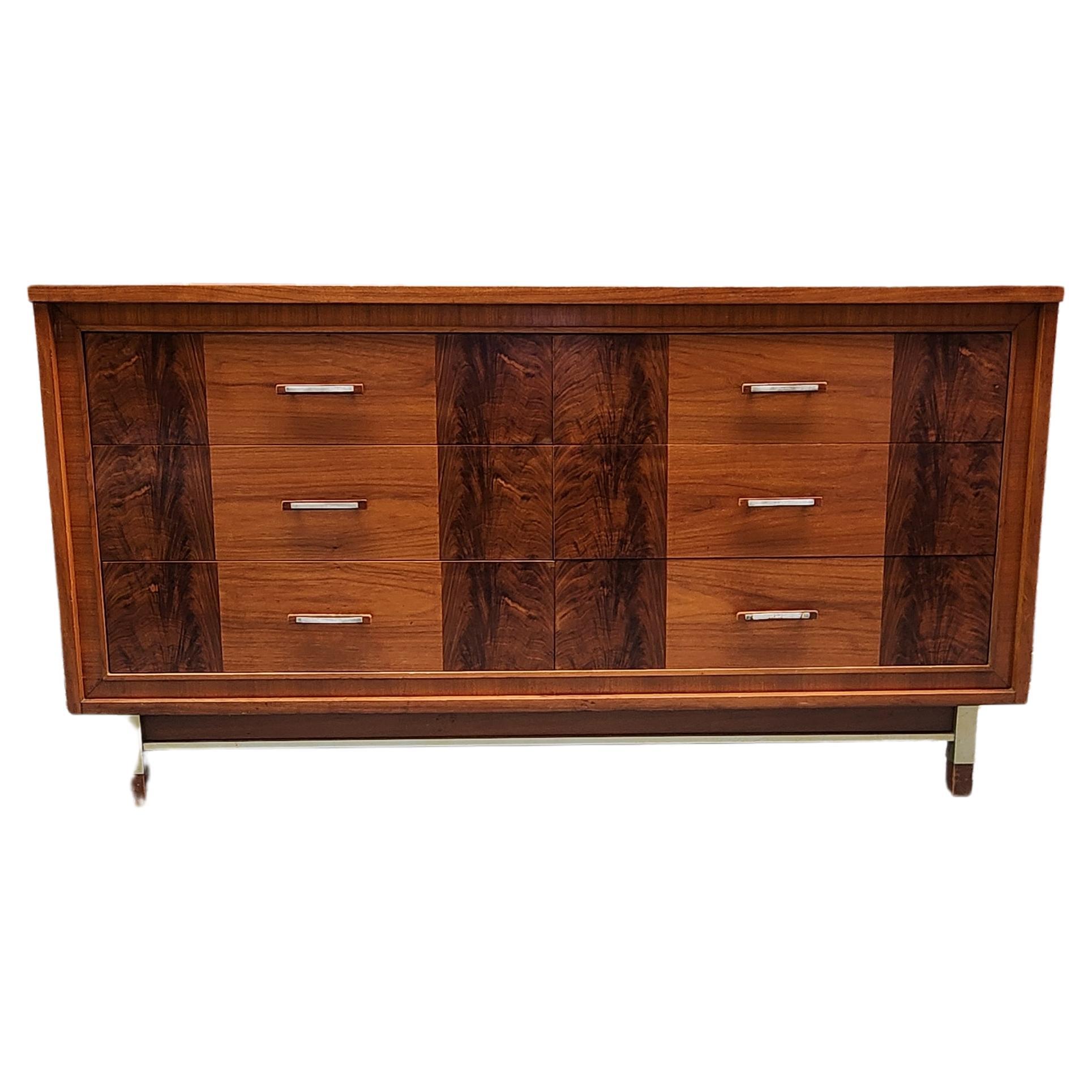 Modern Dresser Bleached Walnut Herringbone Drawer Fronts For Sale at