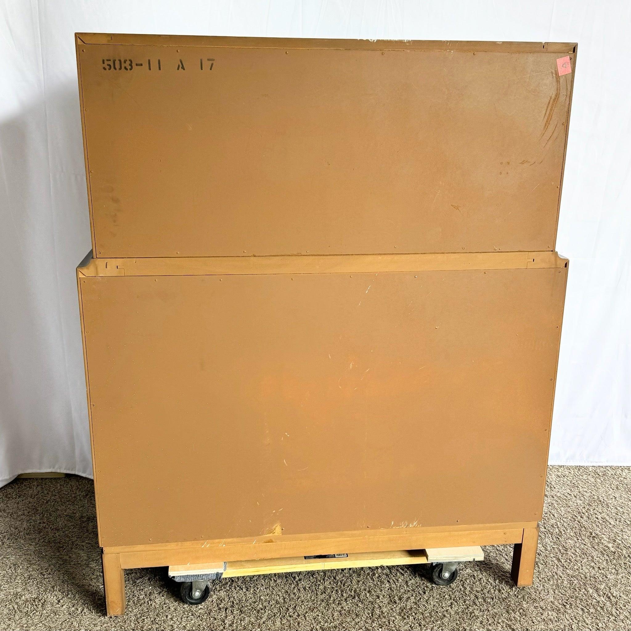 American Mid Century Modern Burl Wood Highboy Dresser by Thomasville For Sale