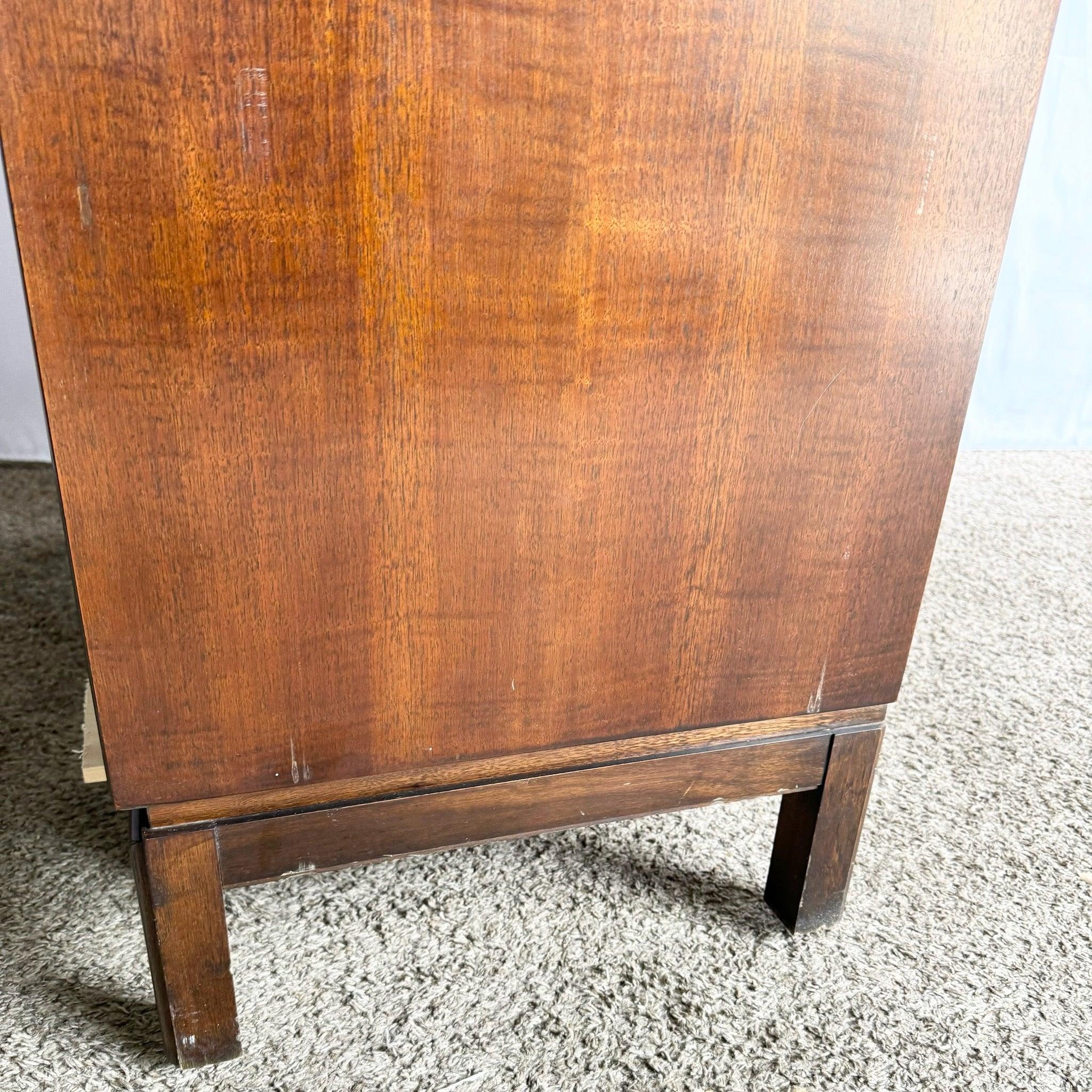 Mid Century Modern Burl Wood Highboy Dresser by Thomasville In Good Condition For Sale In Delray Beach, FL