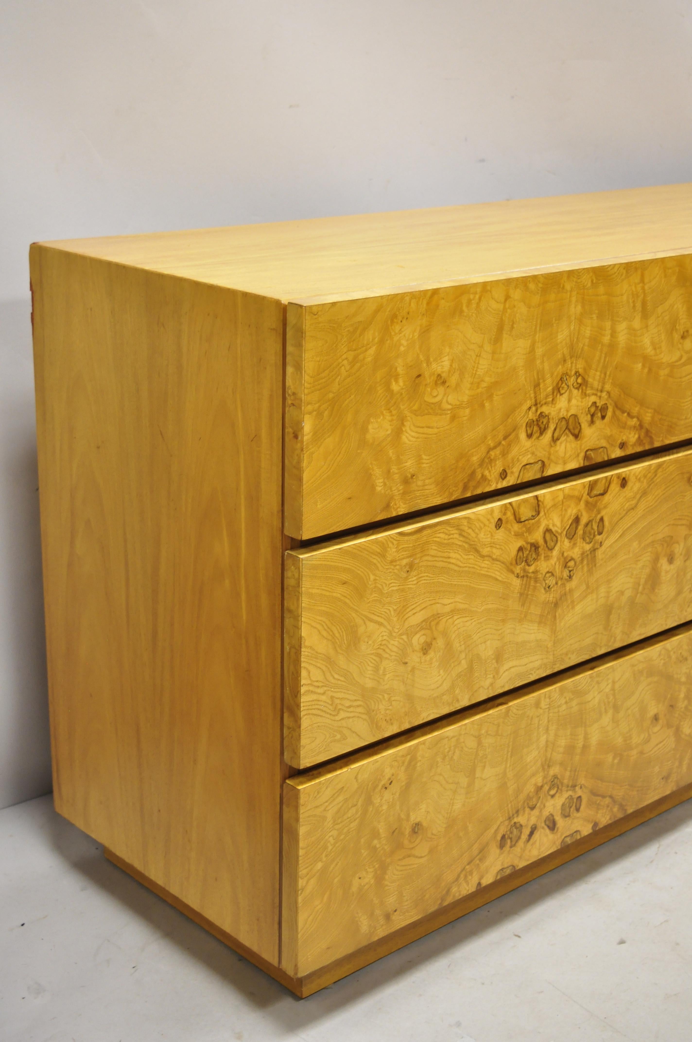 Mid-Century Modern Burl Wood Long Dresser Credenza Cabinet by Lane Furniture 5