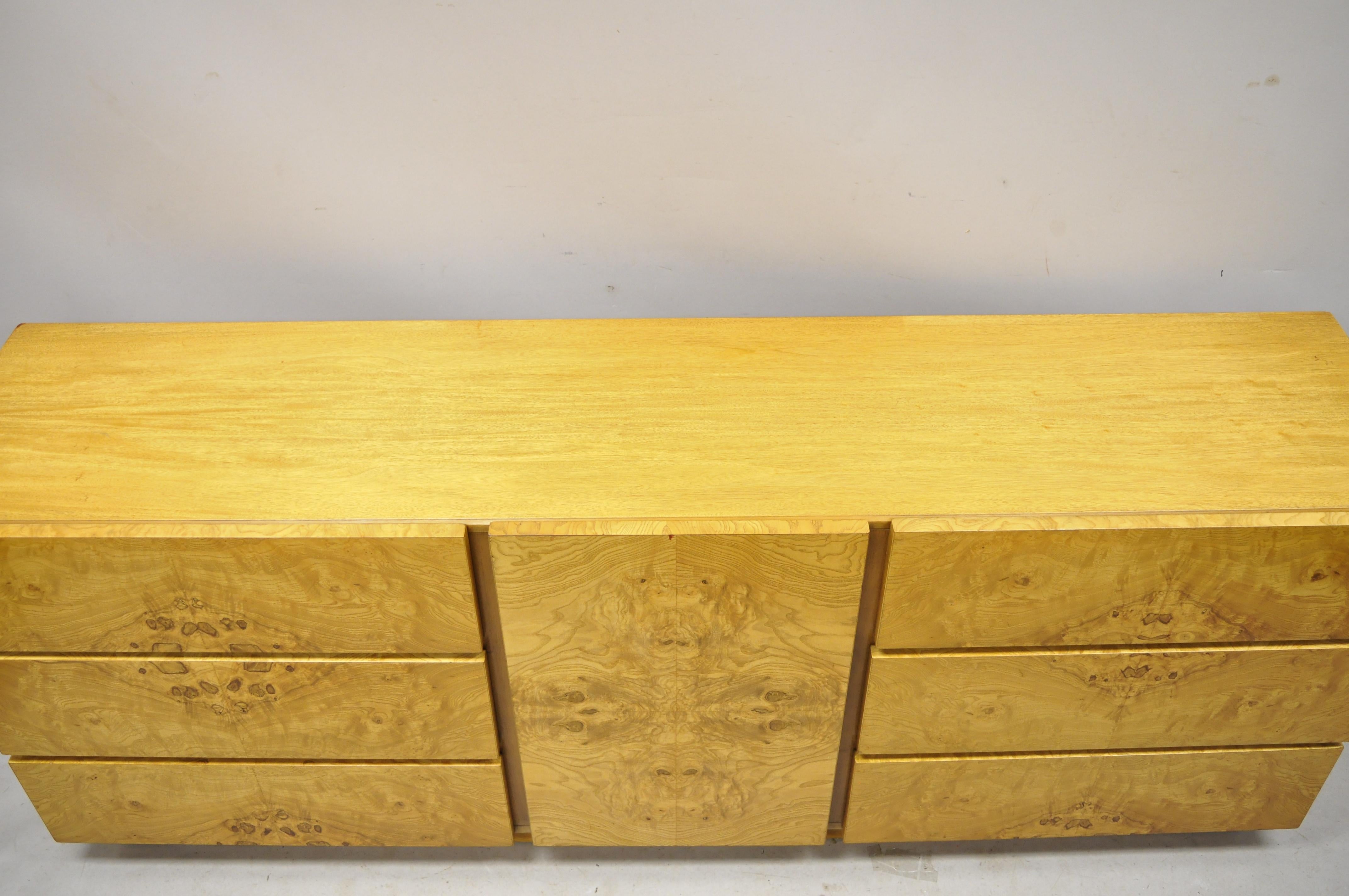 Mid-Century Modern Burl Wood Long Dresser Credenza Cabinet by Lane Furniture 1