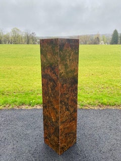 Mid-Century Modern Burl Wood Milo Baughman Style Column Pedestal Display Stand