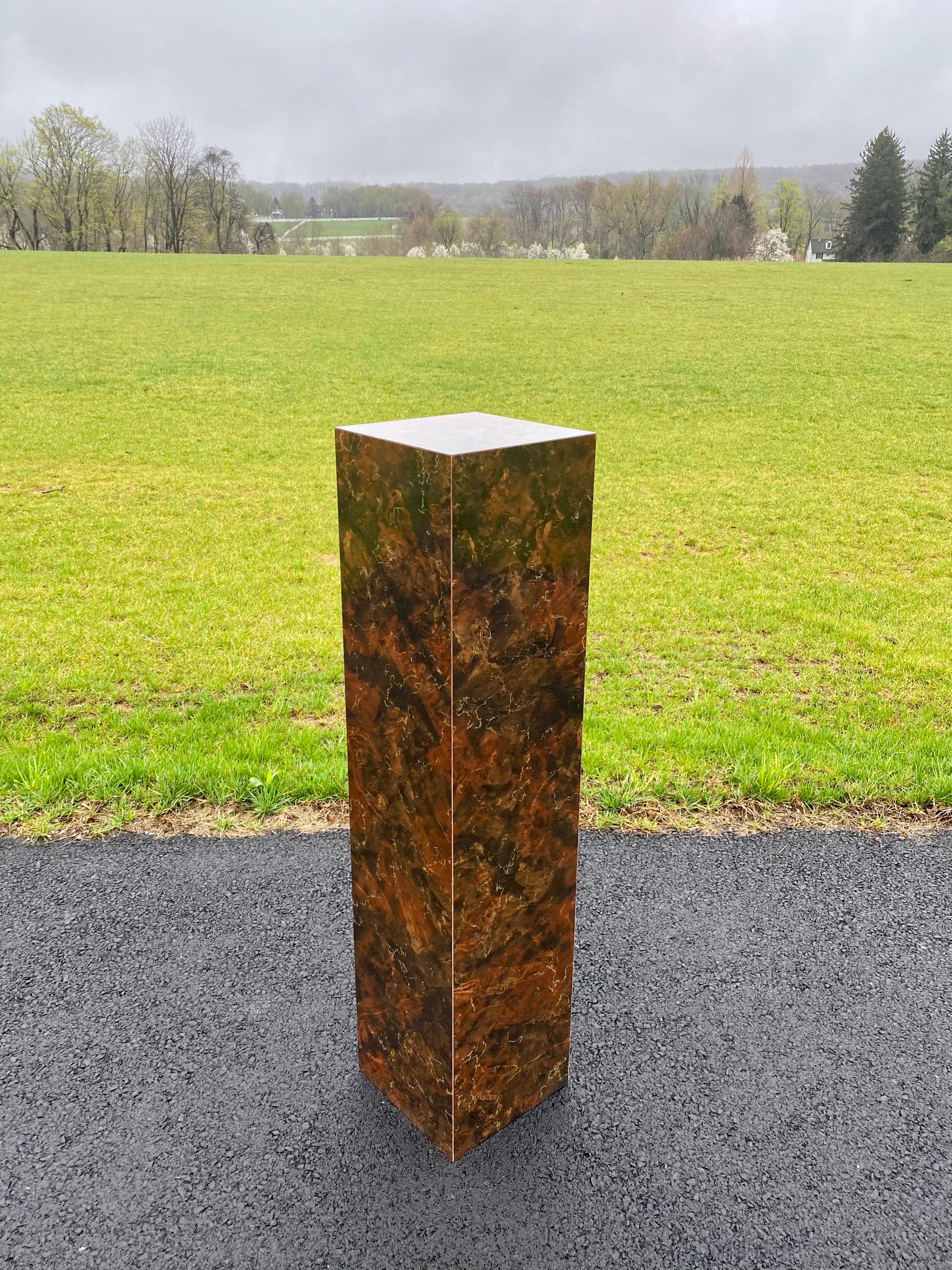 Mid-Century Modern Burl Wood Milo Baughman Style Column Pedestal Display Stand  For Sale 3
