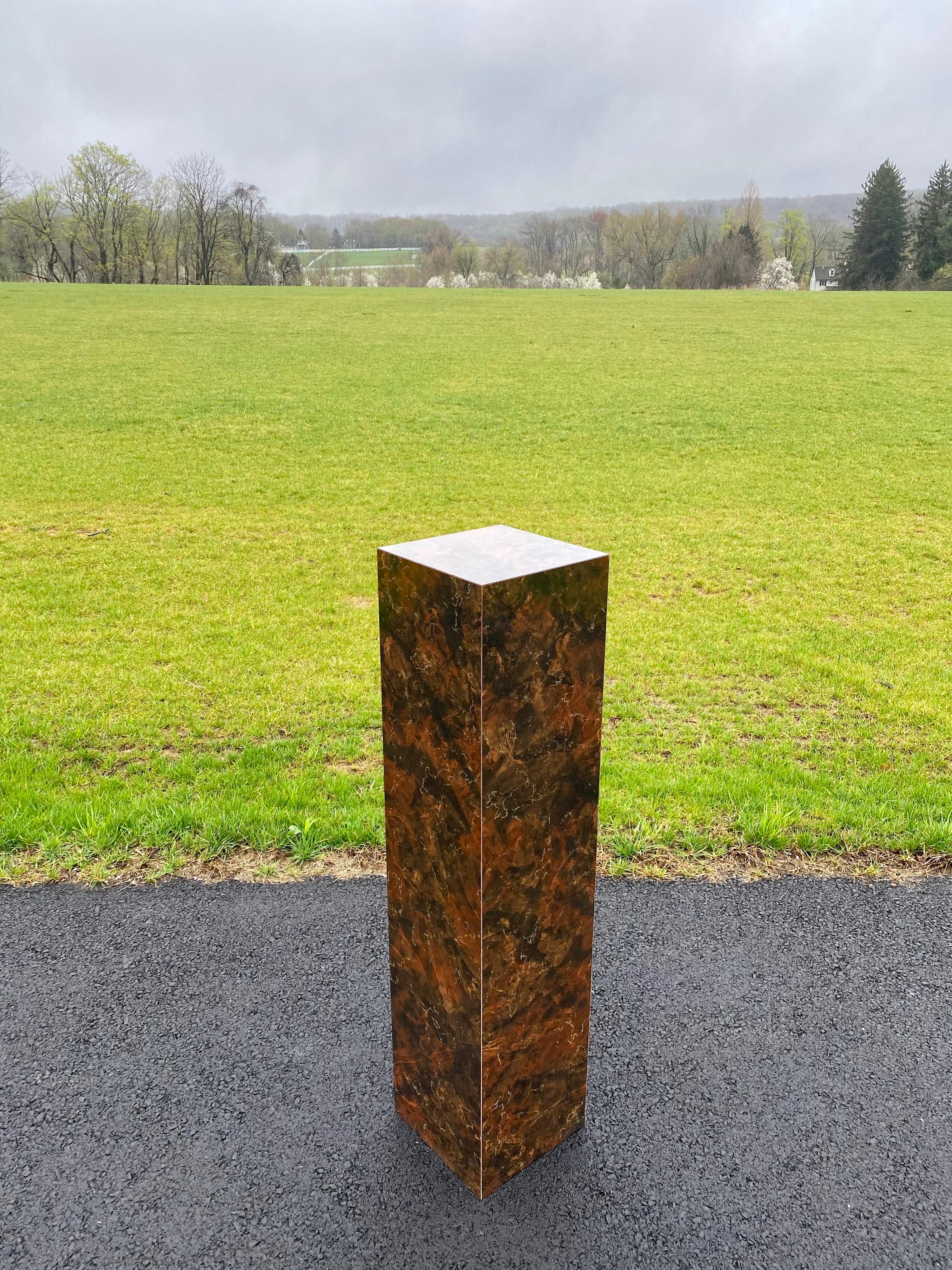 Mid-Century Modern Burl Wood Milo Baughman Style Column Pedestal Display Stand  For Sale 4