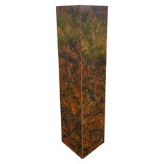 Mid-Century Modern Burl Wood Milo Baughman Style Column Pedestal Display Stand
