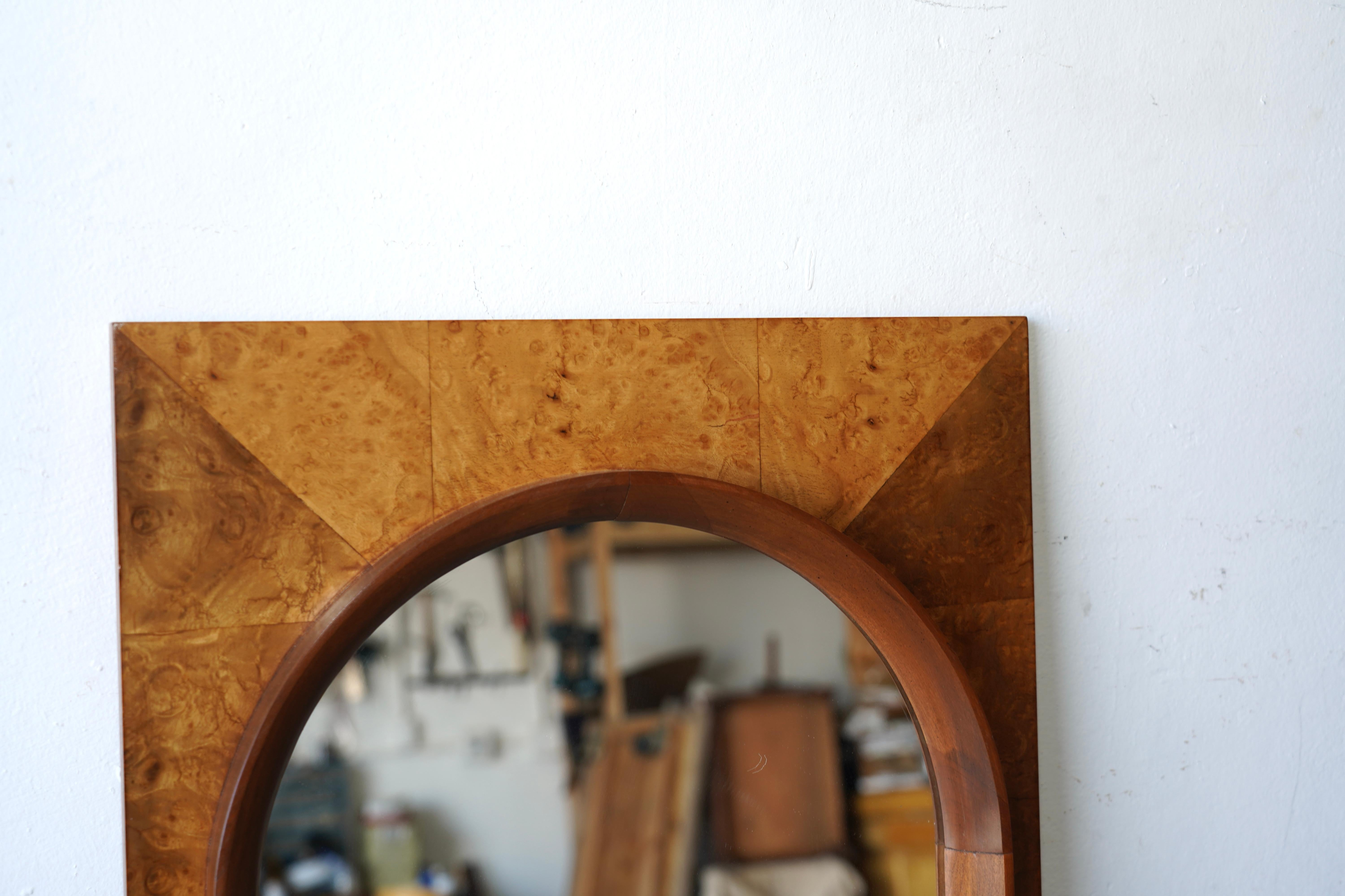 American Mid-Century Modern Burl Wood Mirrors Thomasville Arched' series