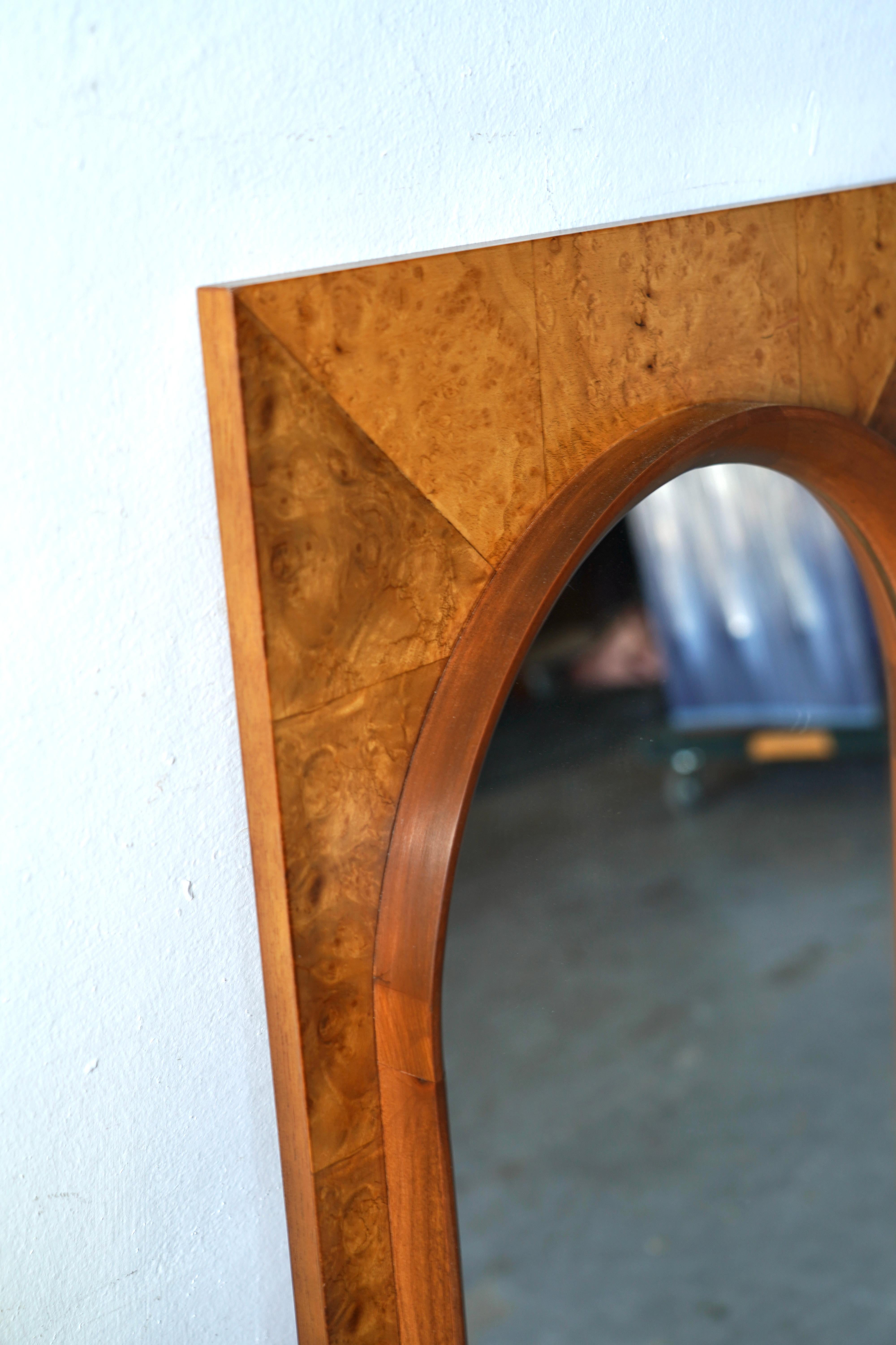 Mid-Century Modern Burl Wood Mirrors Thomasville Arched' series 1