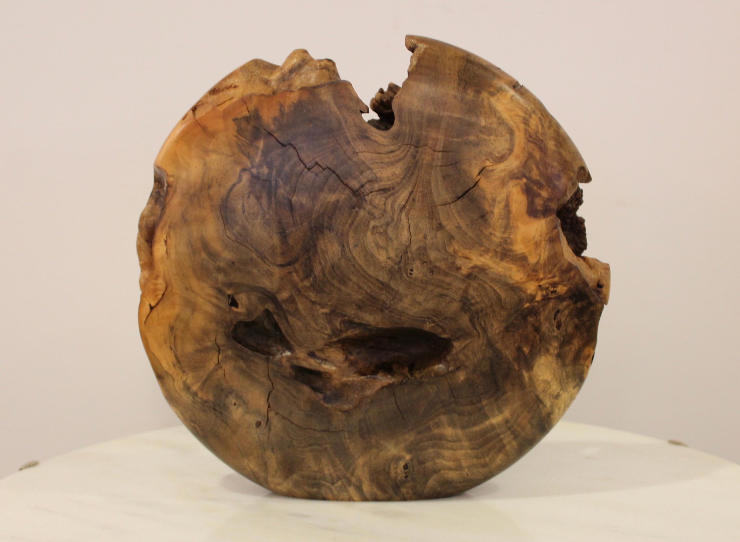 1990s modernist burl wood vase, 