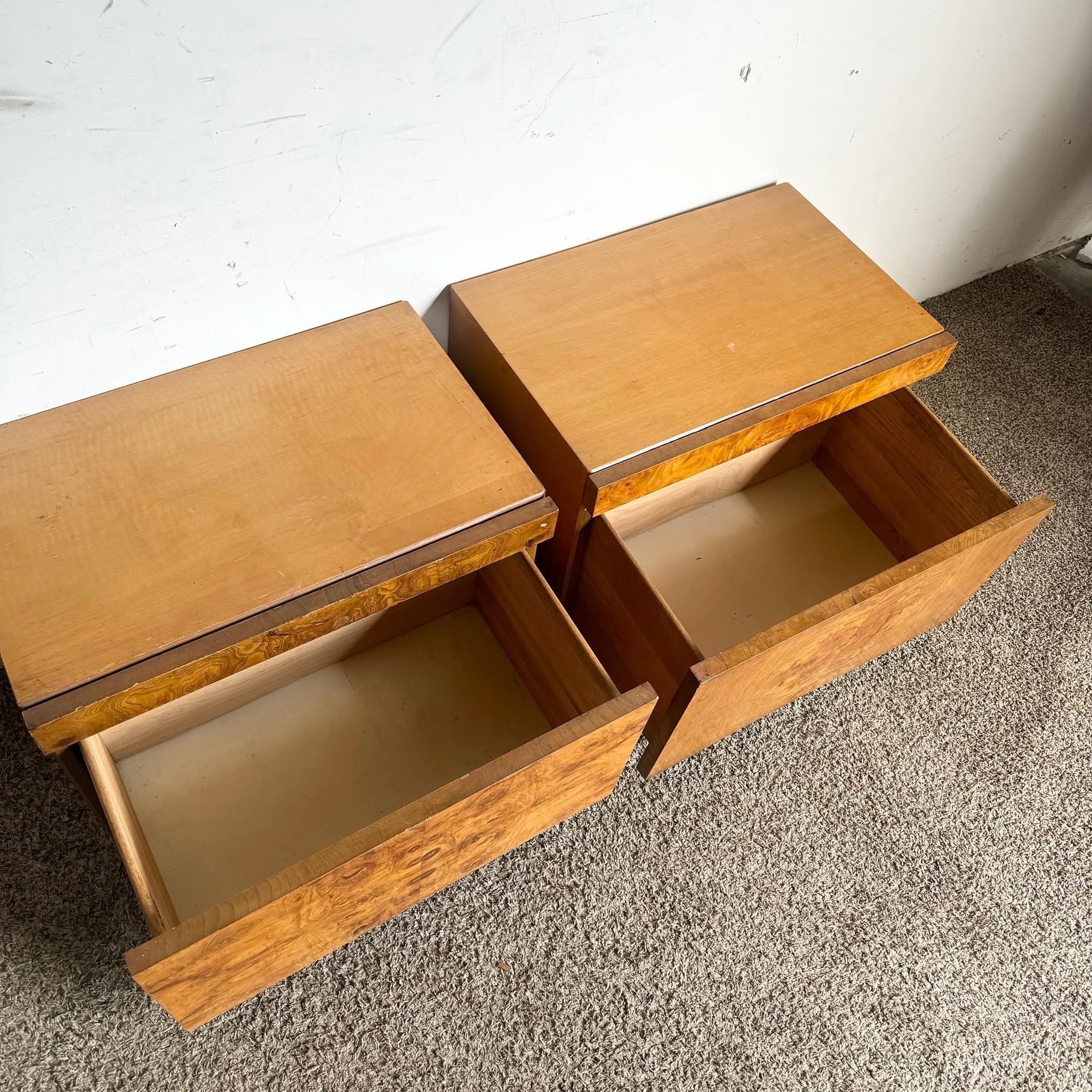 Mid Century Modern Burl Wood Nightstands by Lane - a Pair 2