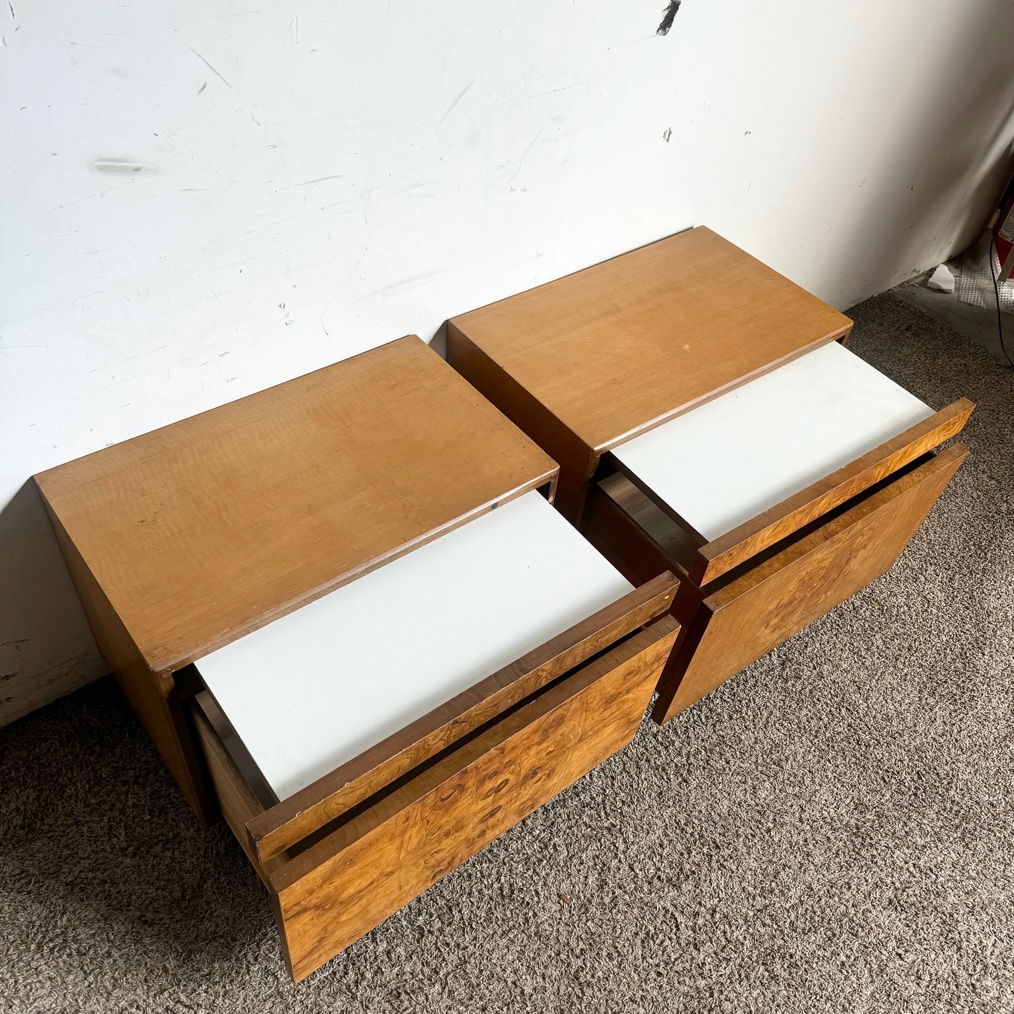 Mid Century Modern Burl Wood Nightstands by Lane - a Pair 3