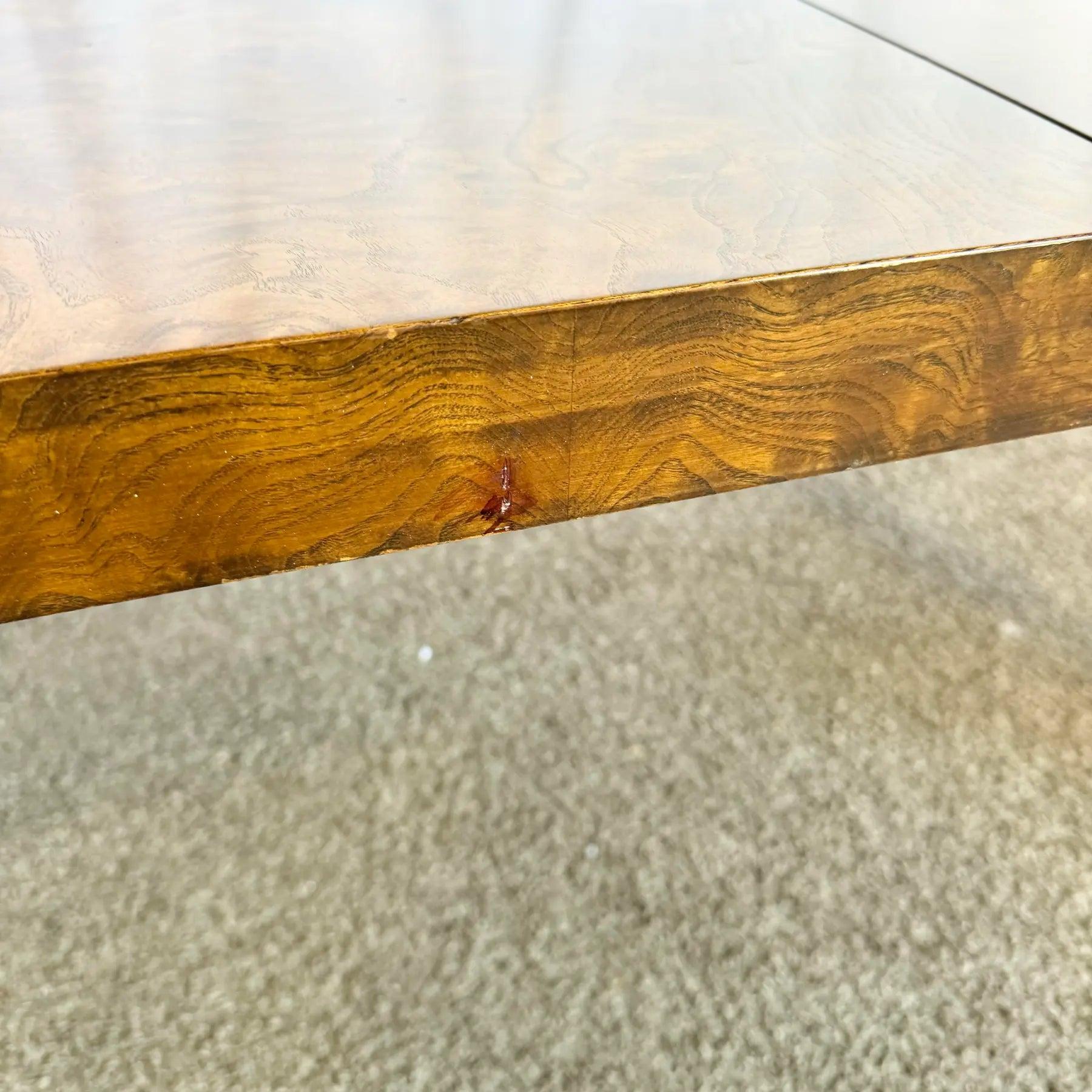 Fin du 20e siècle Table de salle à manger extensible Parsons en bois de ronce de style moderne du milieu du siècle par Lane en vente