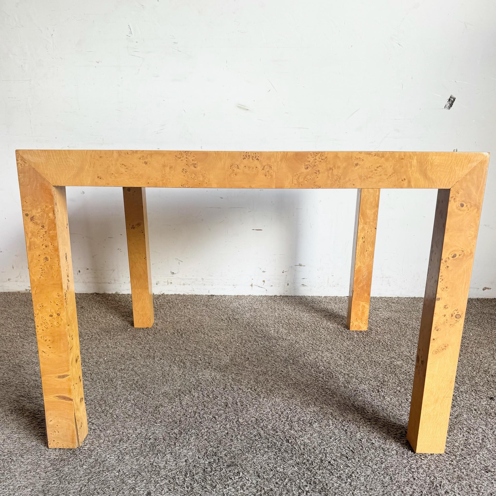 Mid Century Modern Burl Wood Parsons Extendable Dining Table im Zustand „Gut“ im Angebot in Delray Beach, FL