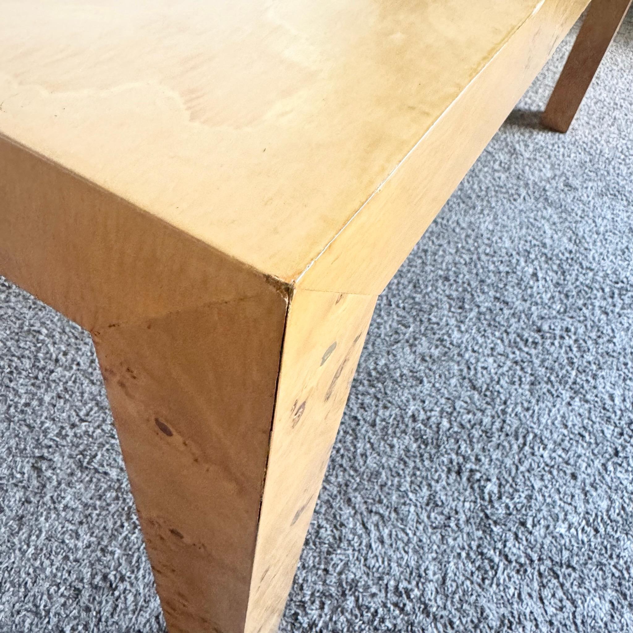 Mid Century Modern Burl Wood Parsons Extendable Dining Table im Angebot 2