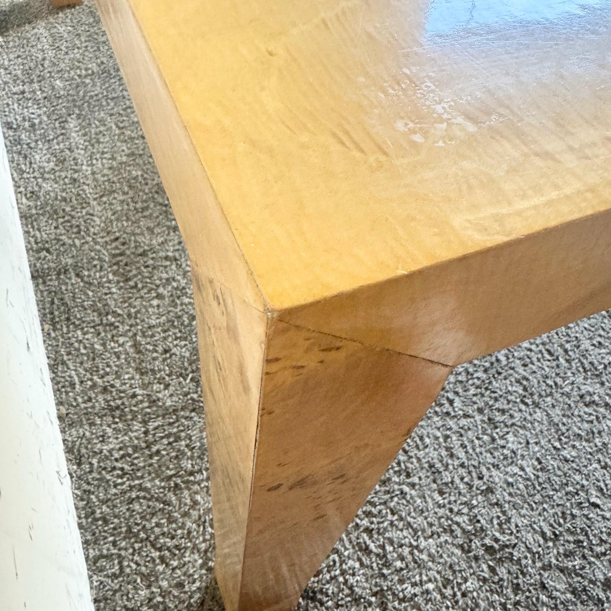Mid Century Modern Burl Wood Parsons Extendable Dining Table im Angebot 3