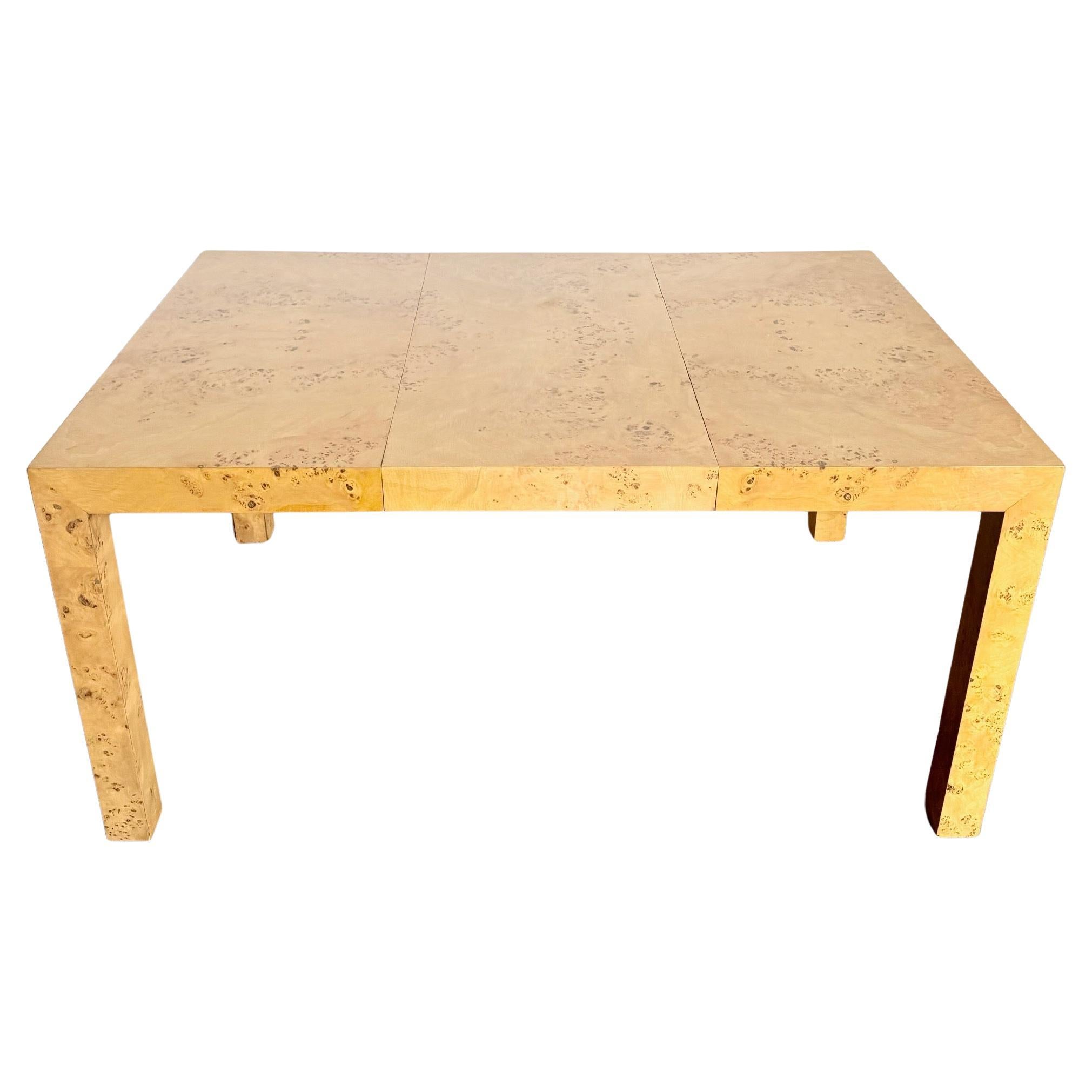 Tavolo da pranzo allungabile Parsons in legno di radica del Mid Century Modern