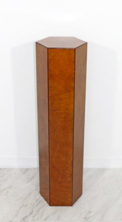 Mid-Century Modern Burl Wood & Rosewood Hexagon Display Pedestal Italian, 1970s