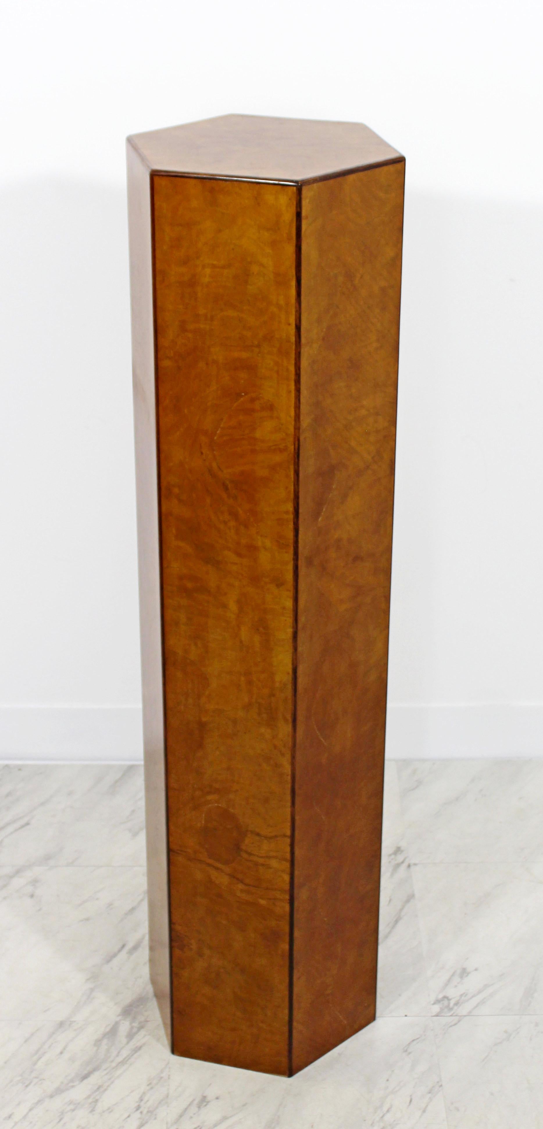 Late 20th Century Mid-Century Modern Burl Wood & Rosewood Hexagon Display Pedestal Italian, 1970s
