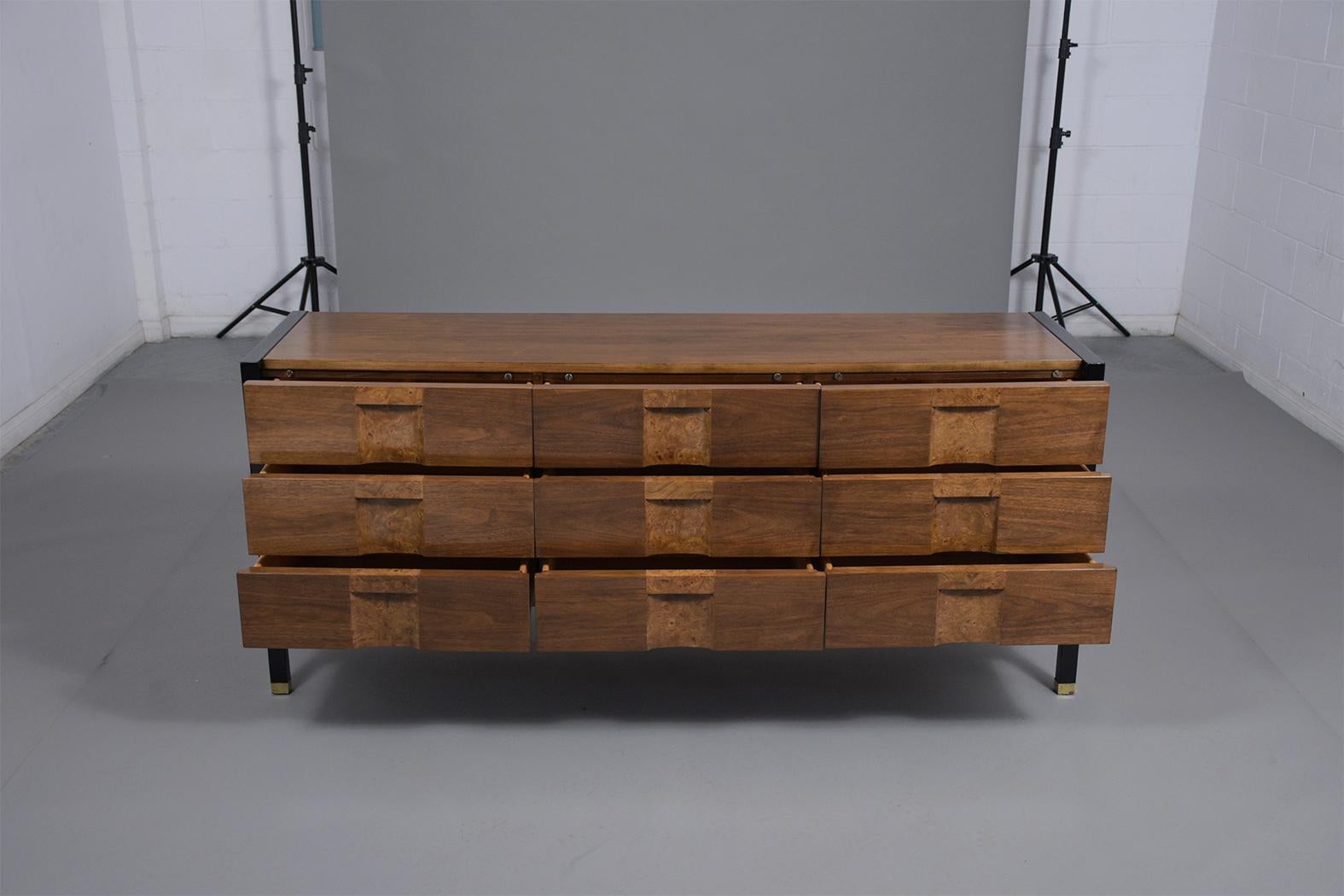 American Mid-Century Modern Burled Chest of Drawers