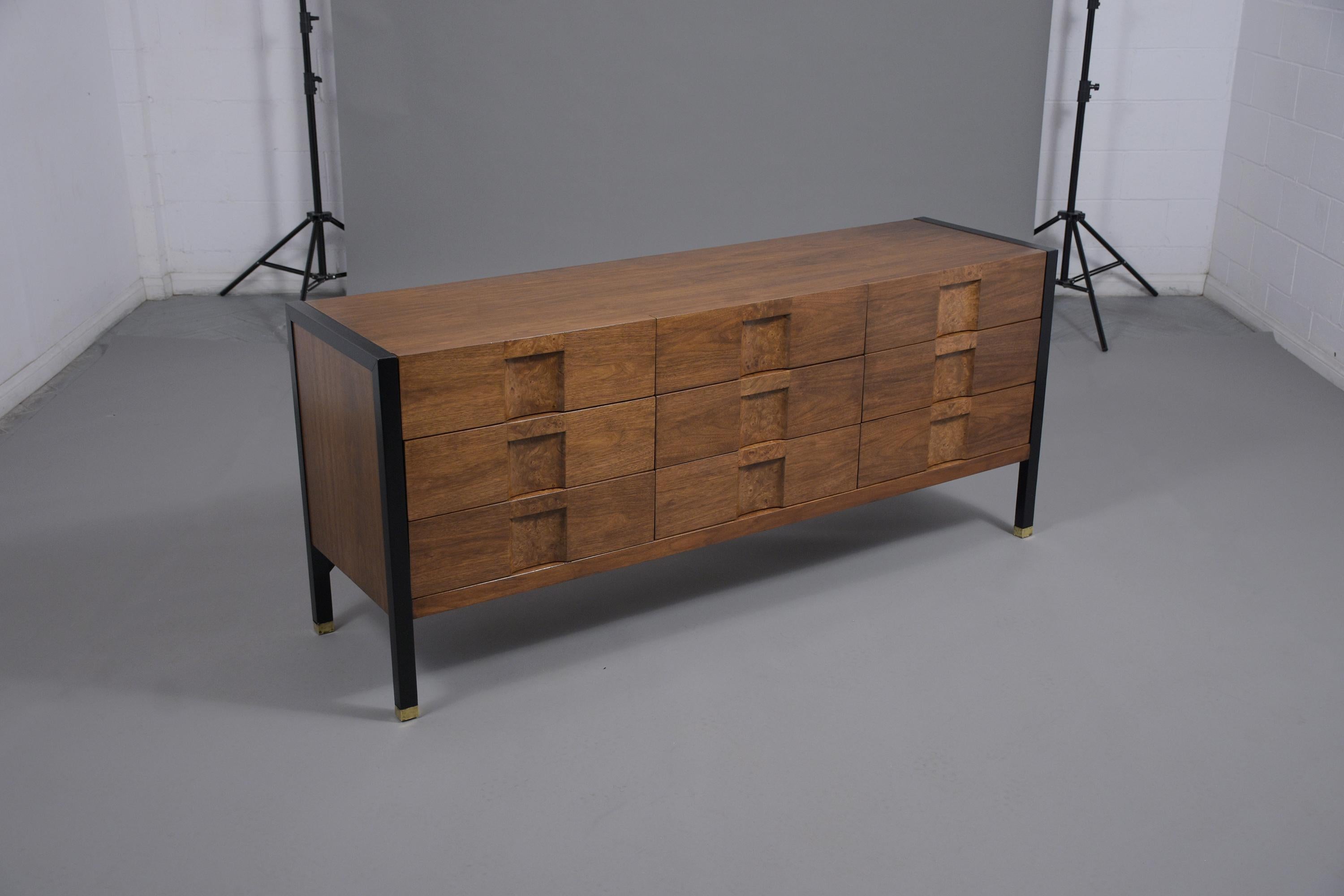 Mid-20th Century Mid-Century Modern Burled Chest of Drawers