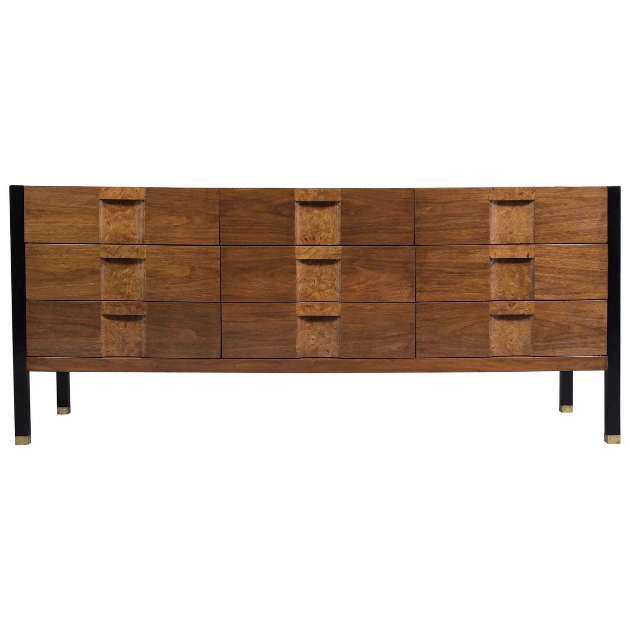 Mid-Century Modern Burled Chest of Drawers