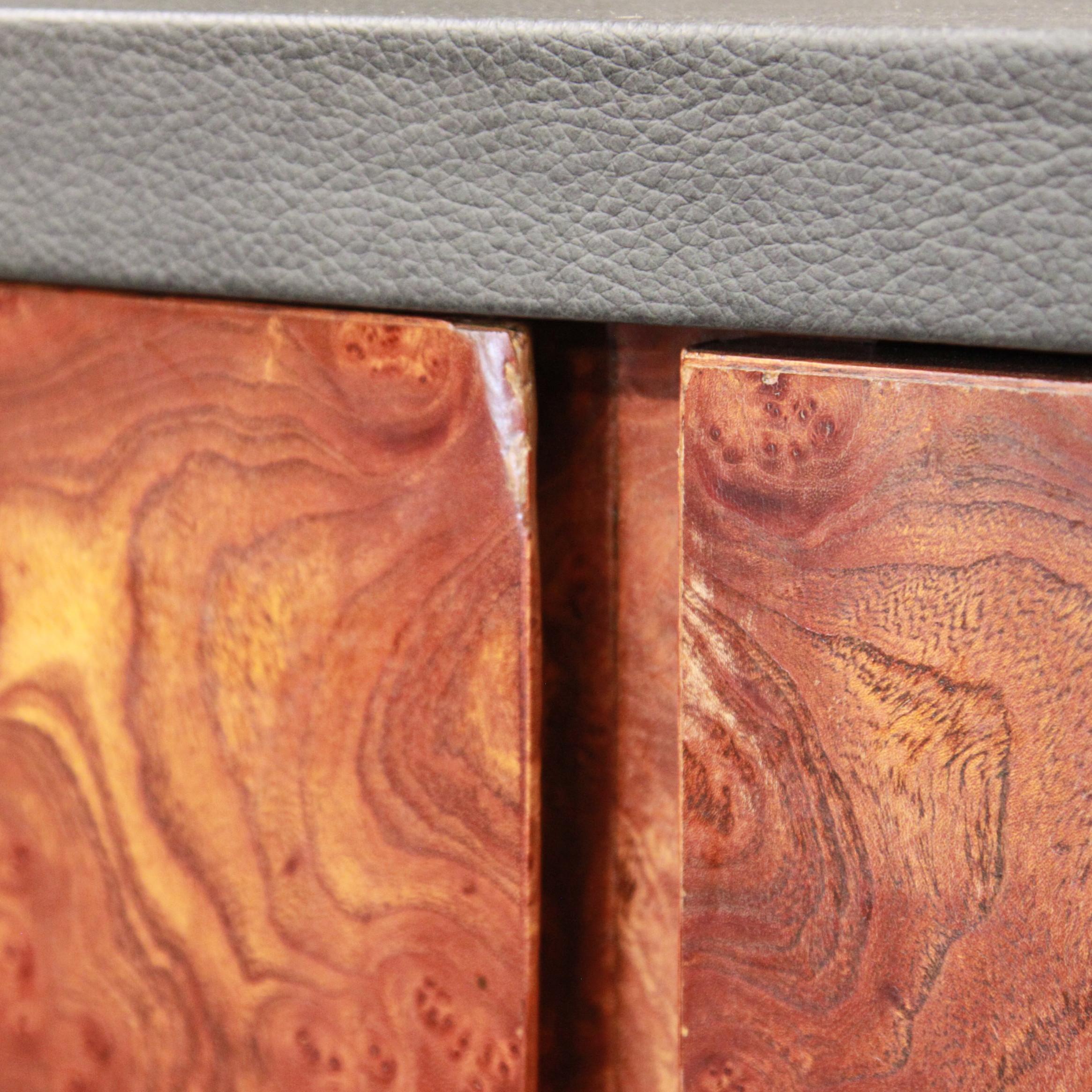 Mid Century Modern Burled Olive Wood & Chrome Credenza TV Console 3