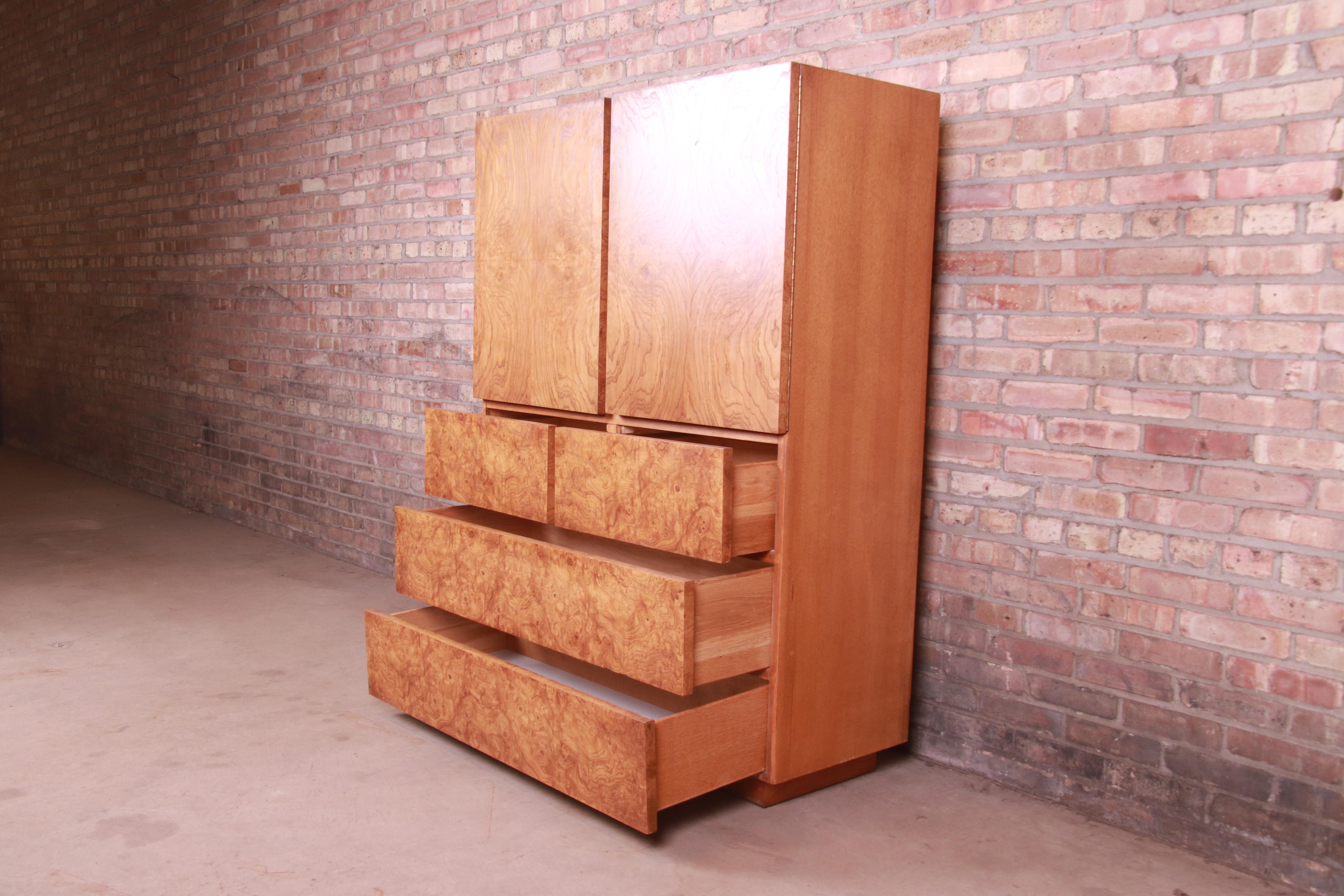 Mid-Century Modern Burled Olive Wood Gentleman's Chest by Lane, 1970s 4