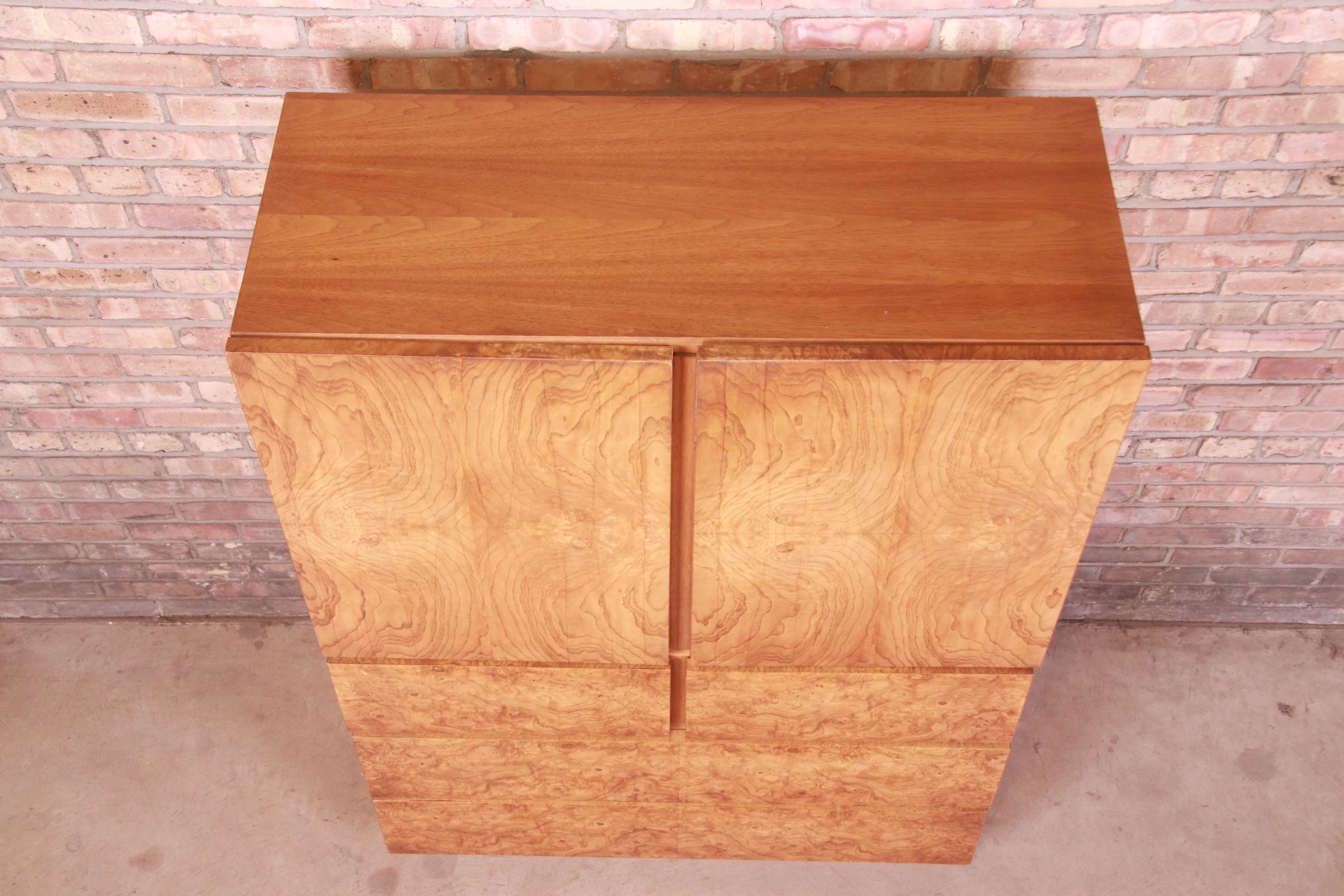 Mid-Century Modern Burled Olive Wood Gentleman's Chest by Lane, 1970s 7