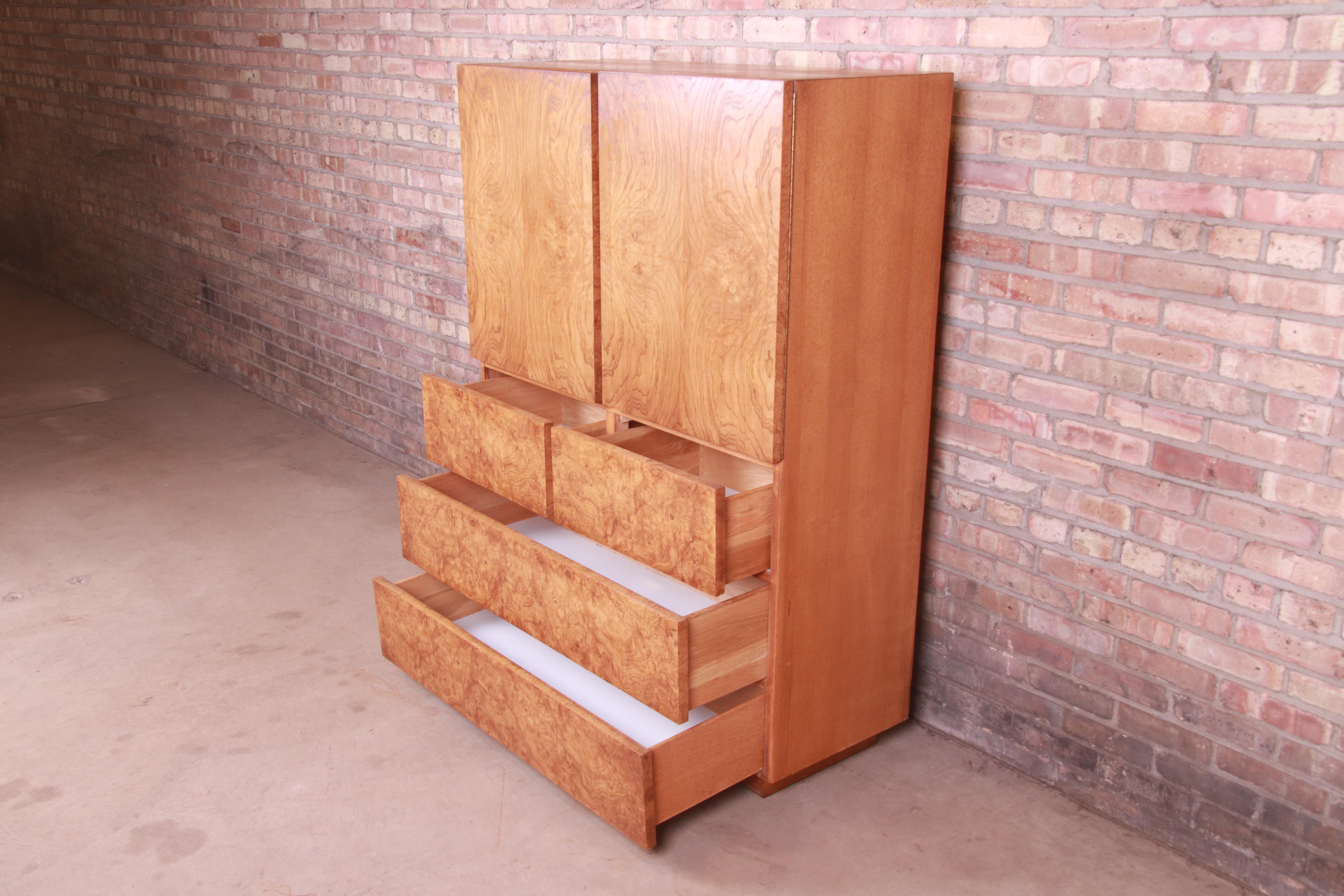 Mid-Century Modern Burled Olive Wood Gentleman's Chest by Lane, 1970s 3