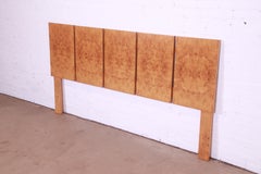 Mid-Century Modern Burled Olive Wood King Size Headboard by Lane, Refinished