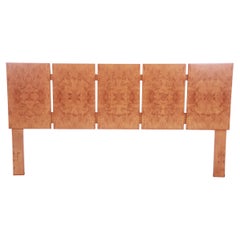 Mid-Century Modern Burled Olive Wood King Size Headboard by Lane, Refinished