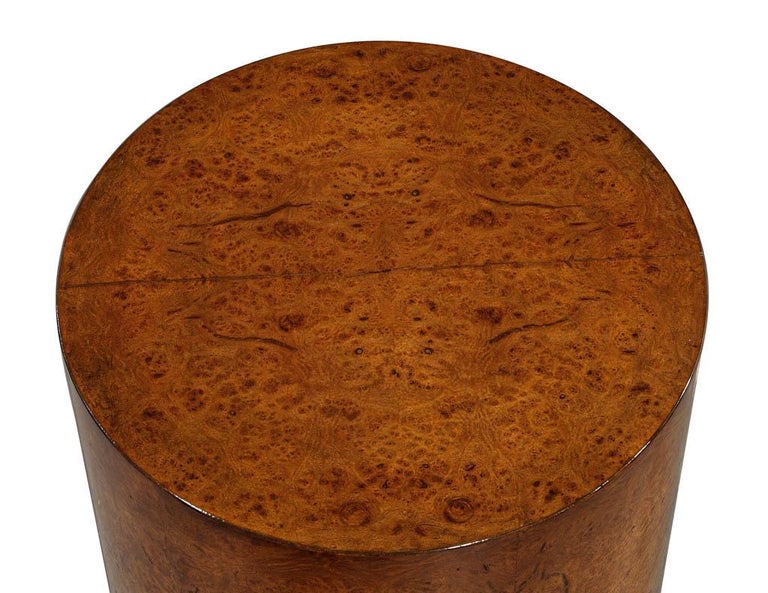 MidCentury Modern Burled Walnut Column Pedestal Table For Sale at 1stDibs