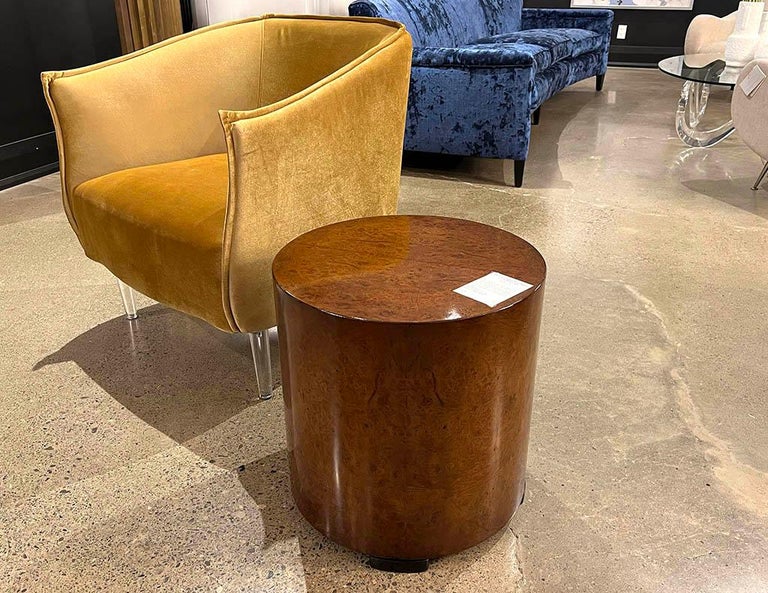 MidCentury Modern Burled Walnut Column Pedestal Table For Sale at 1stDibs