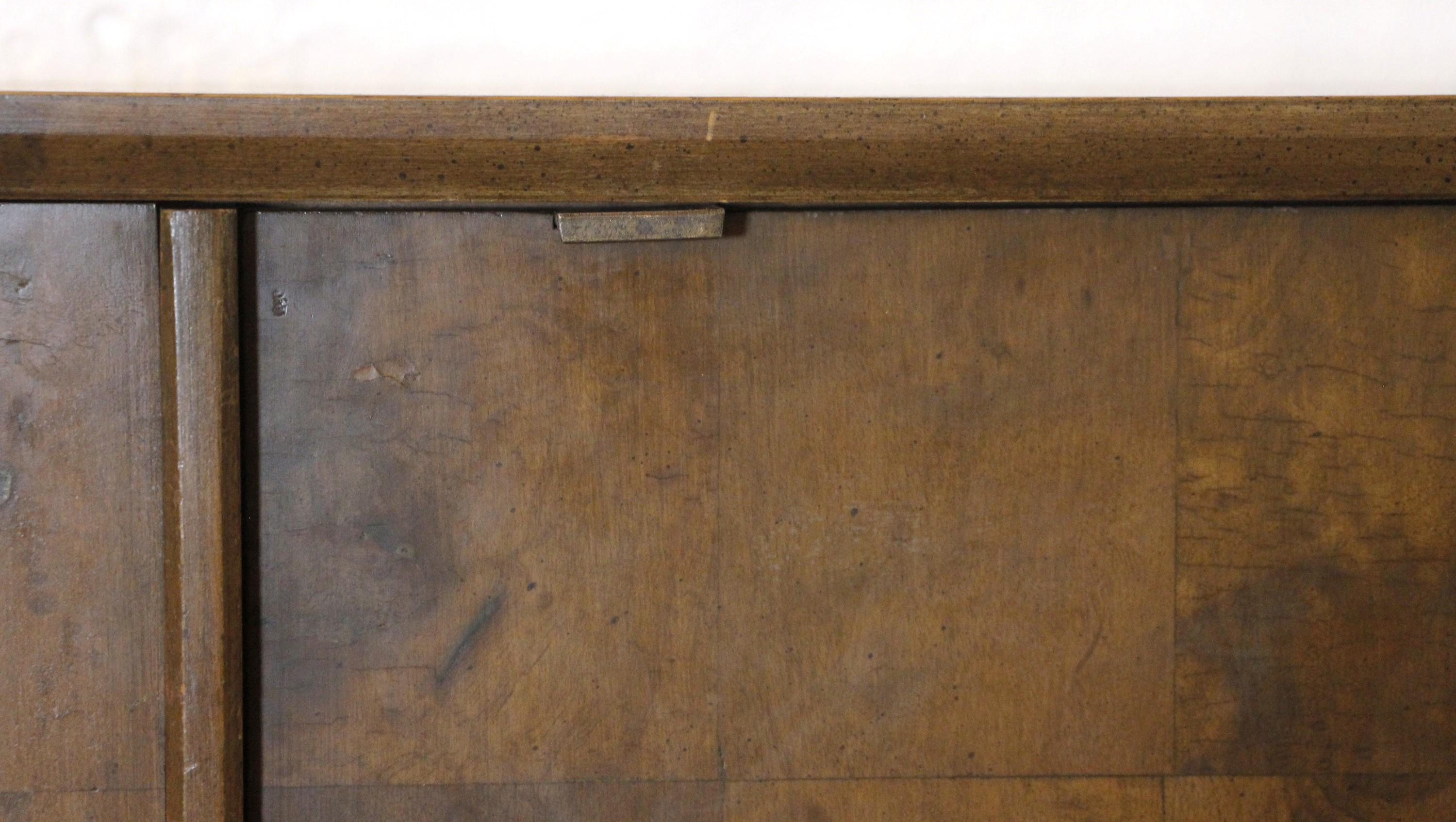 20th Century Mid-Century Modern Burled Walnut Dresser 4 Drawers + Shelves