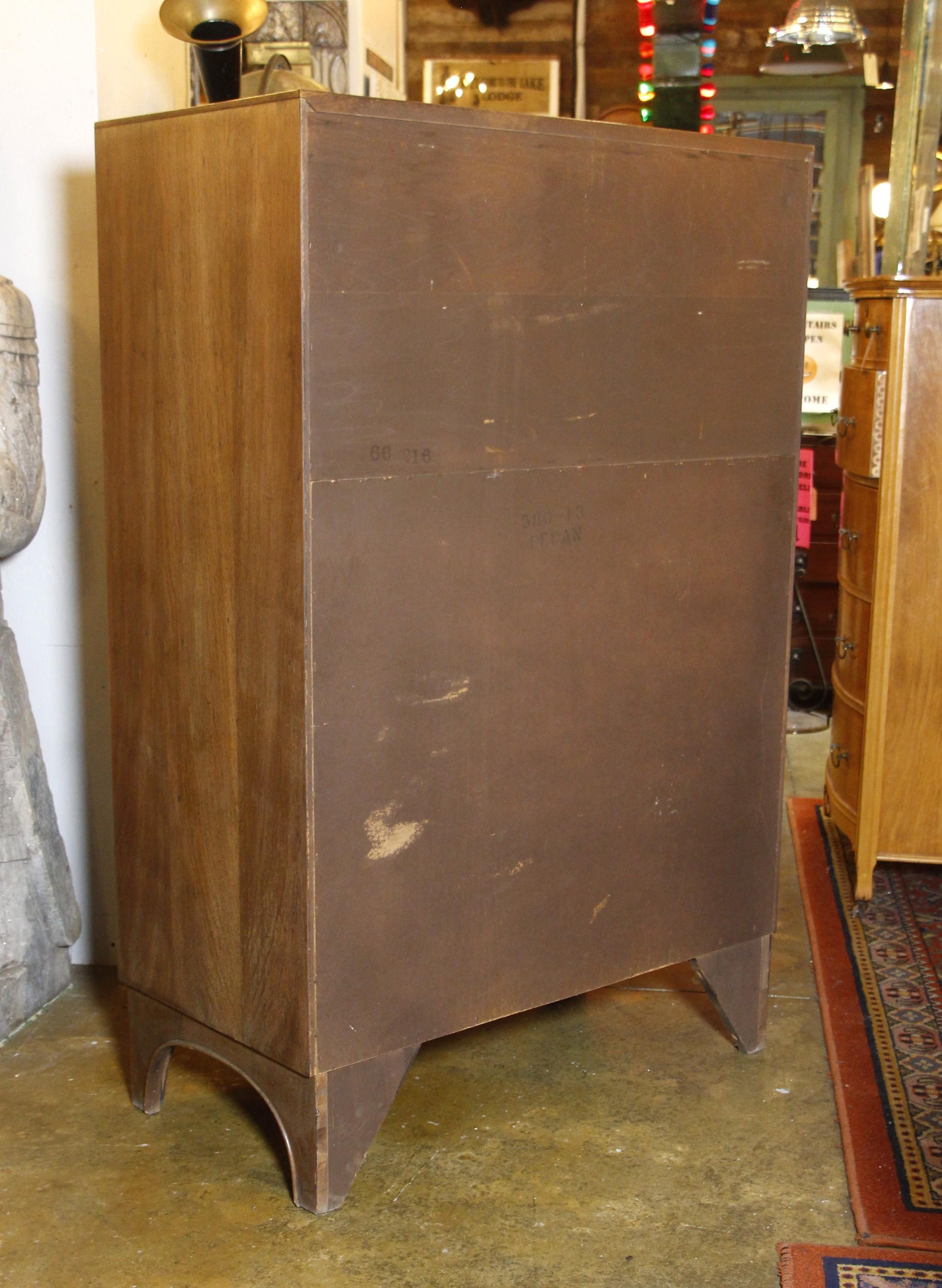 Mid-Century Modern Burled Walnut Dresser 4 Drawers + Shelves 3