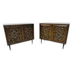 Coffres de célibataire en bois lustré de style moderne du milieu du siècle - Lot de 2