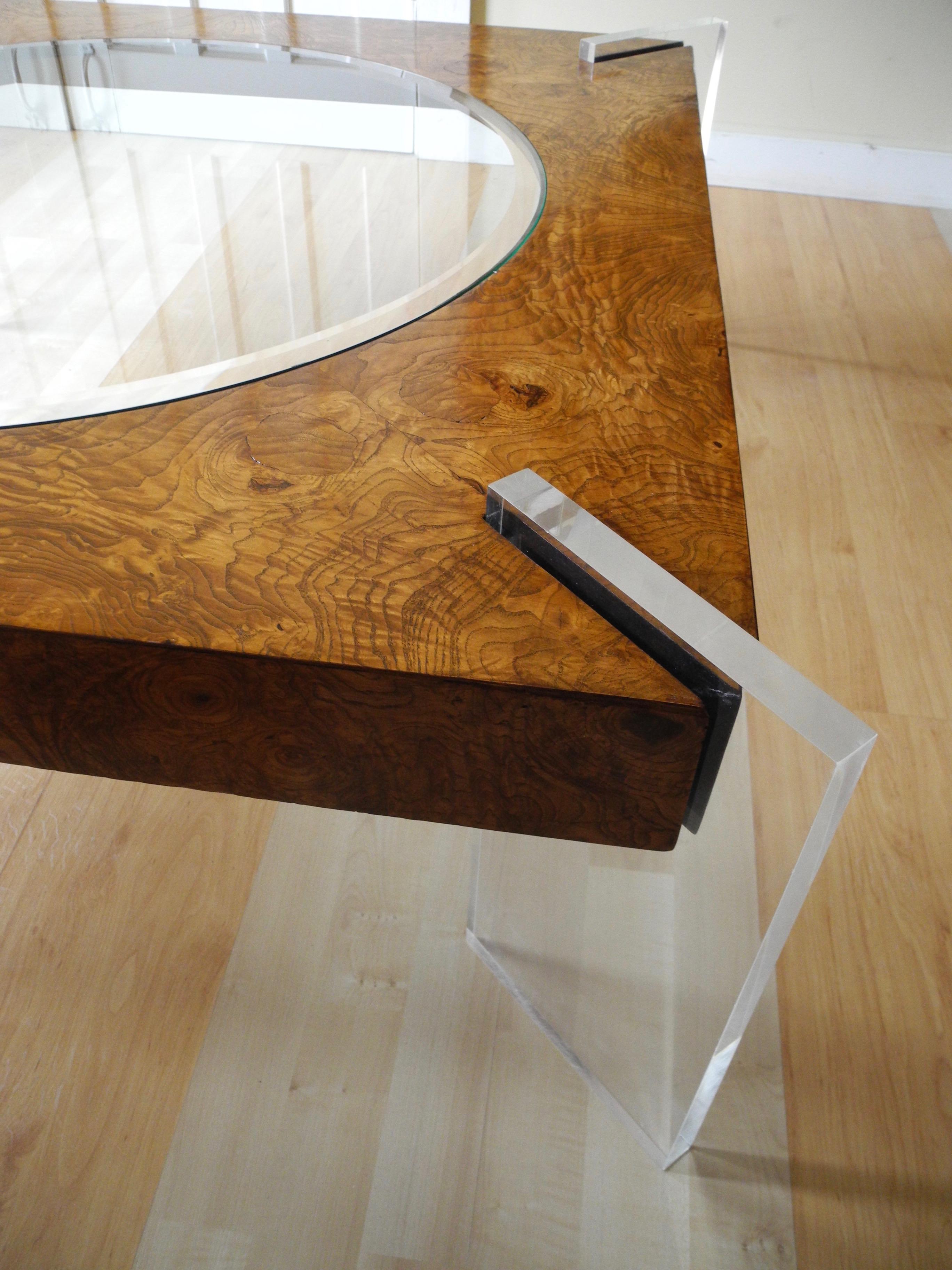 Mid-Century Modern Burled Wood Large Coffee Table by Vladimir Kagan For Sale 4