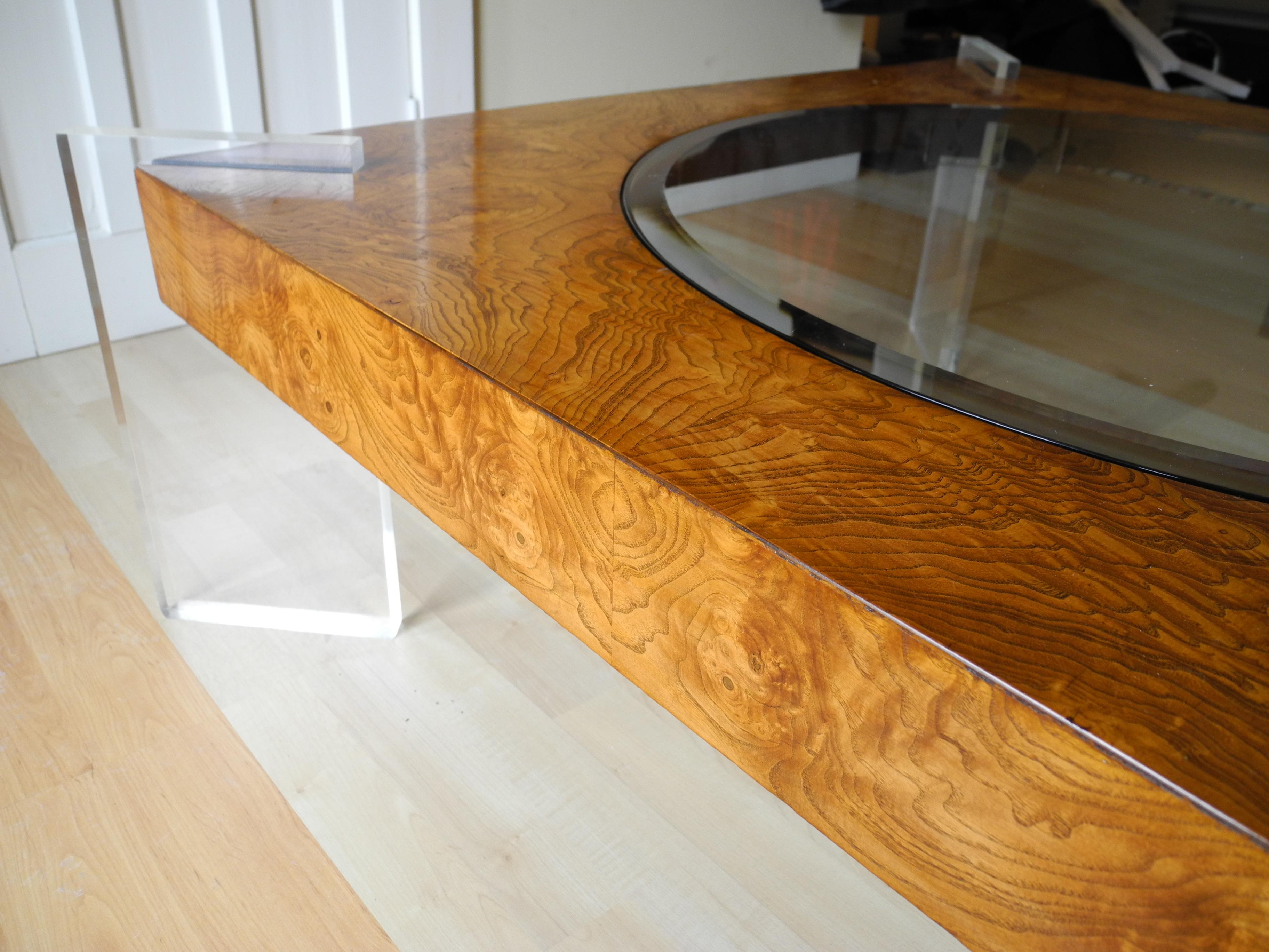 Mid-Century Modern Burled Wood Large Coffee Table by Vladimir Kagan For Sale 8