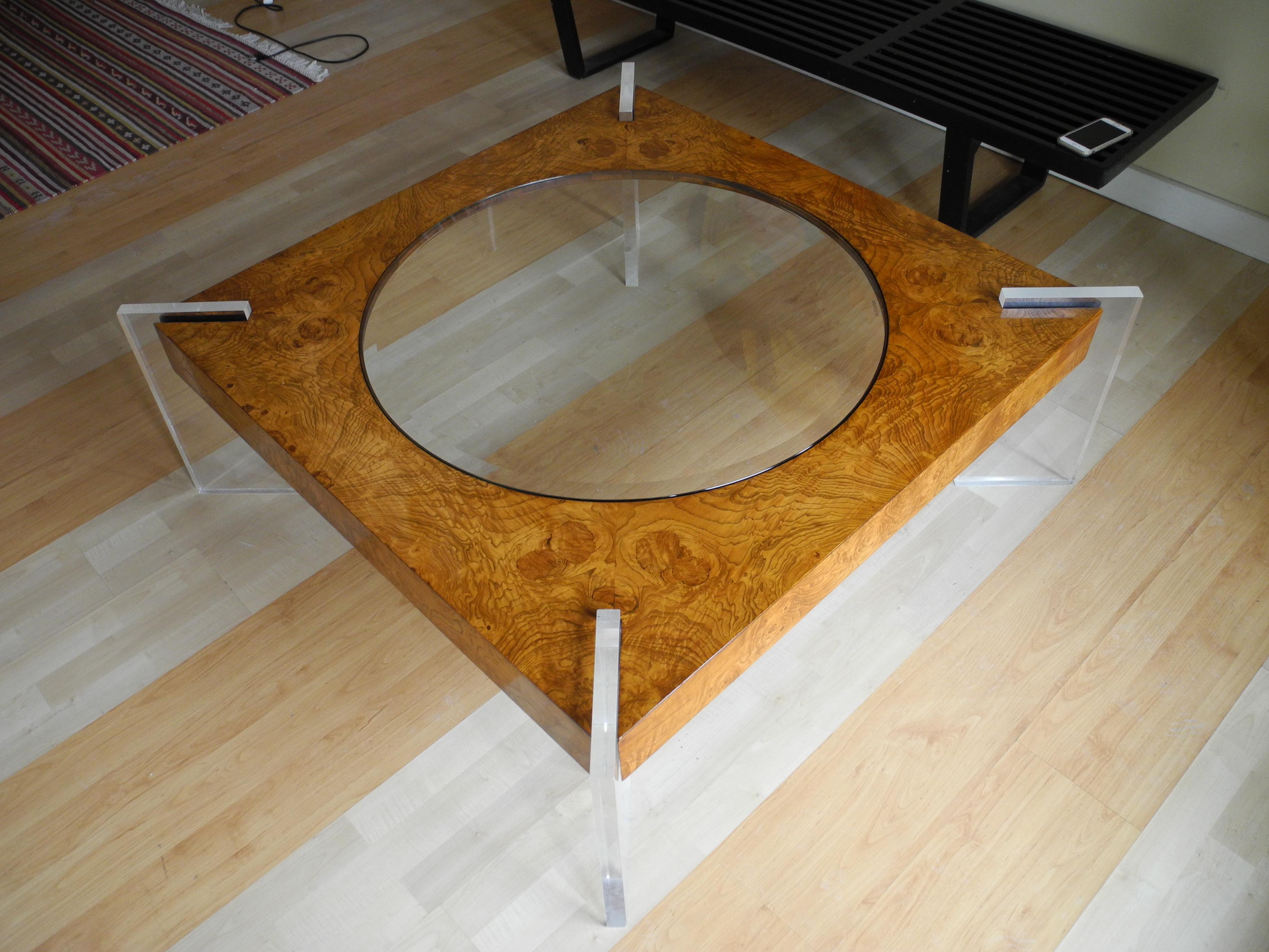 Mid-Century Modern Burled Wood Large Coffee Table by Vladimir Kagan For Sale 11