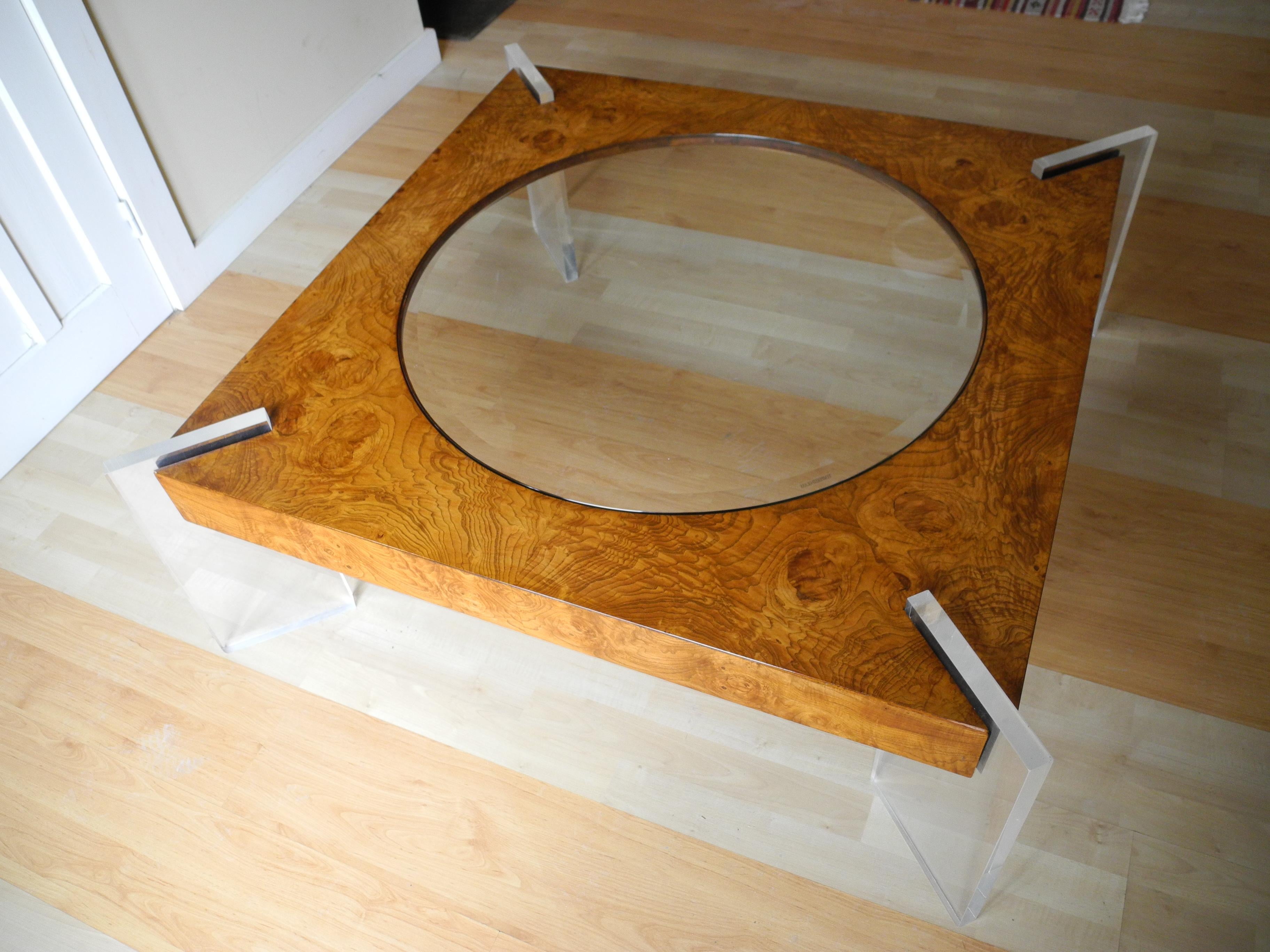 Mid-Century Modern Burled Wood Large Coffee Table by Vladimir Kagan In Good Condition For Sale In Hudson, NY