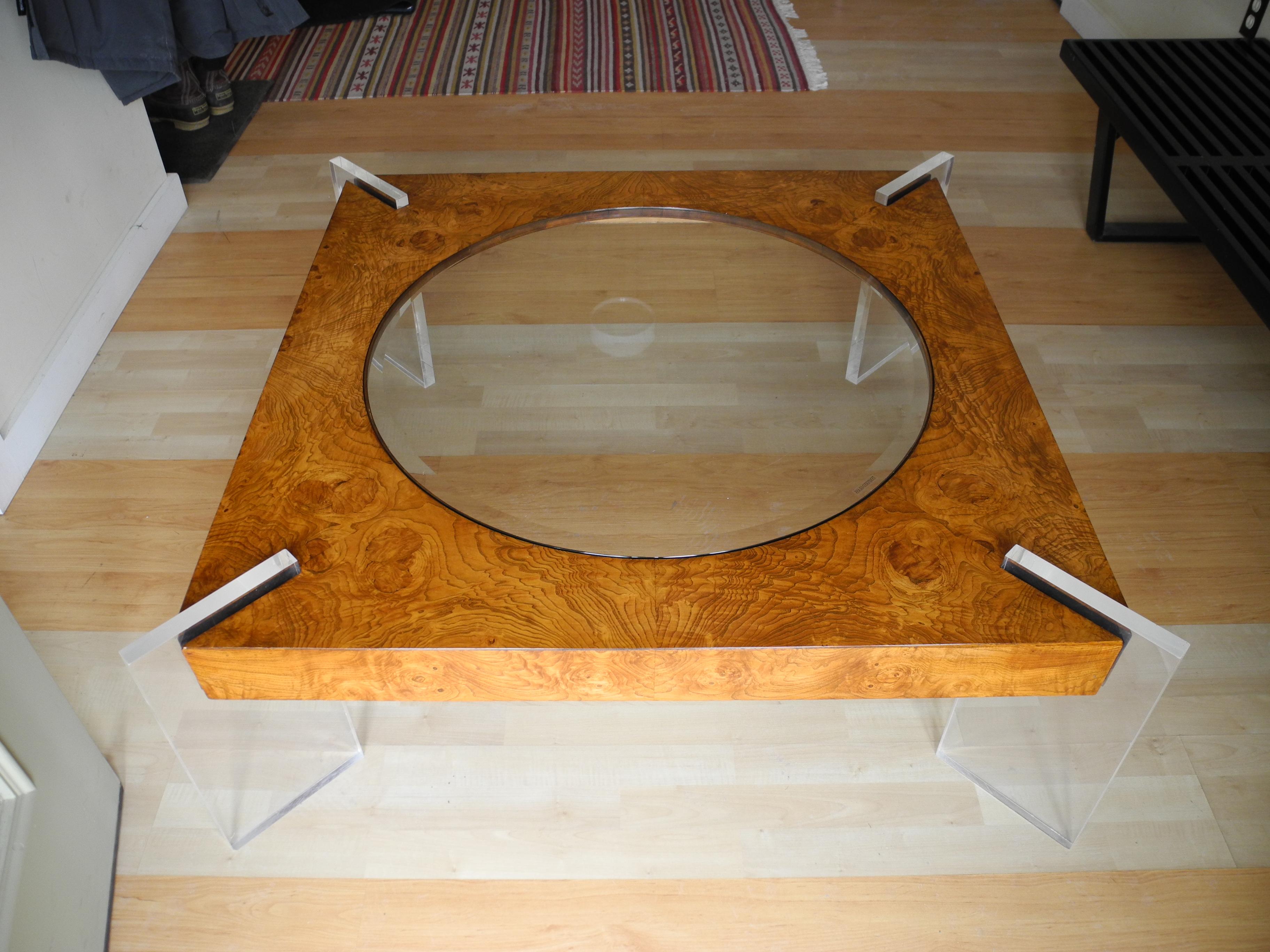 Mid-Century Modern Burled Wood Large Coffee Table by Vladimir Kagan For Sale 1