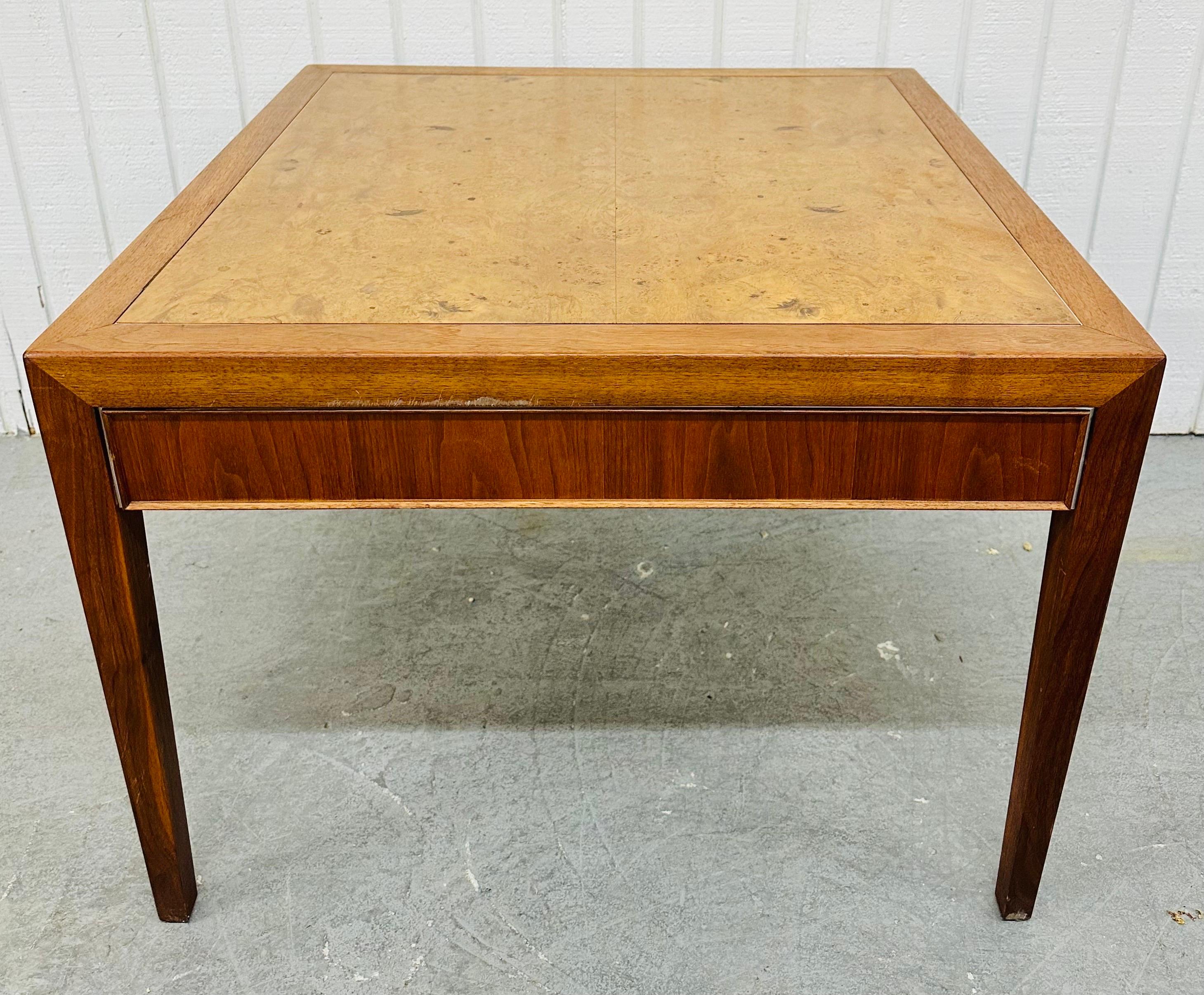20th Century Mid-Century Modern Burled Wood Side Table For Sale