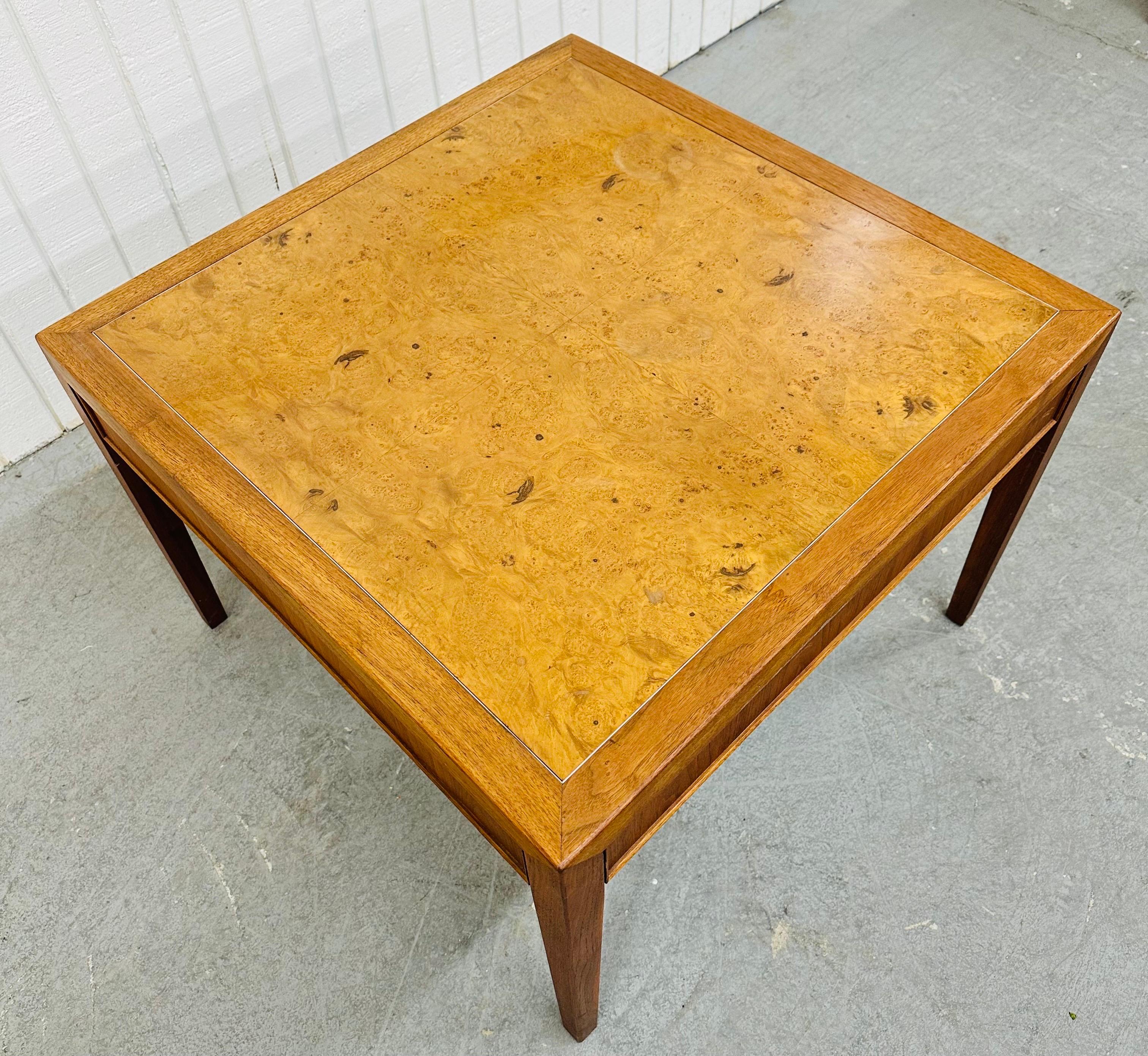 Mid-Century Modern Burled Wood Side Table For Sale 1