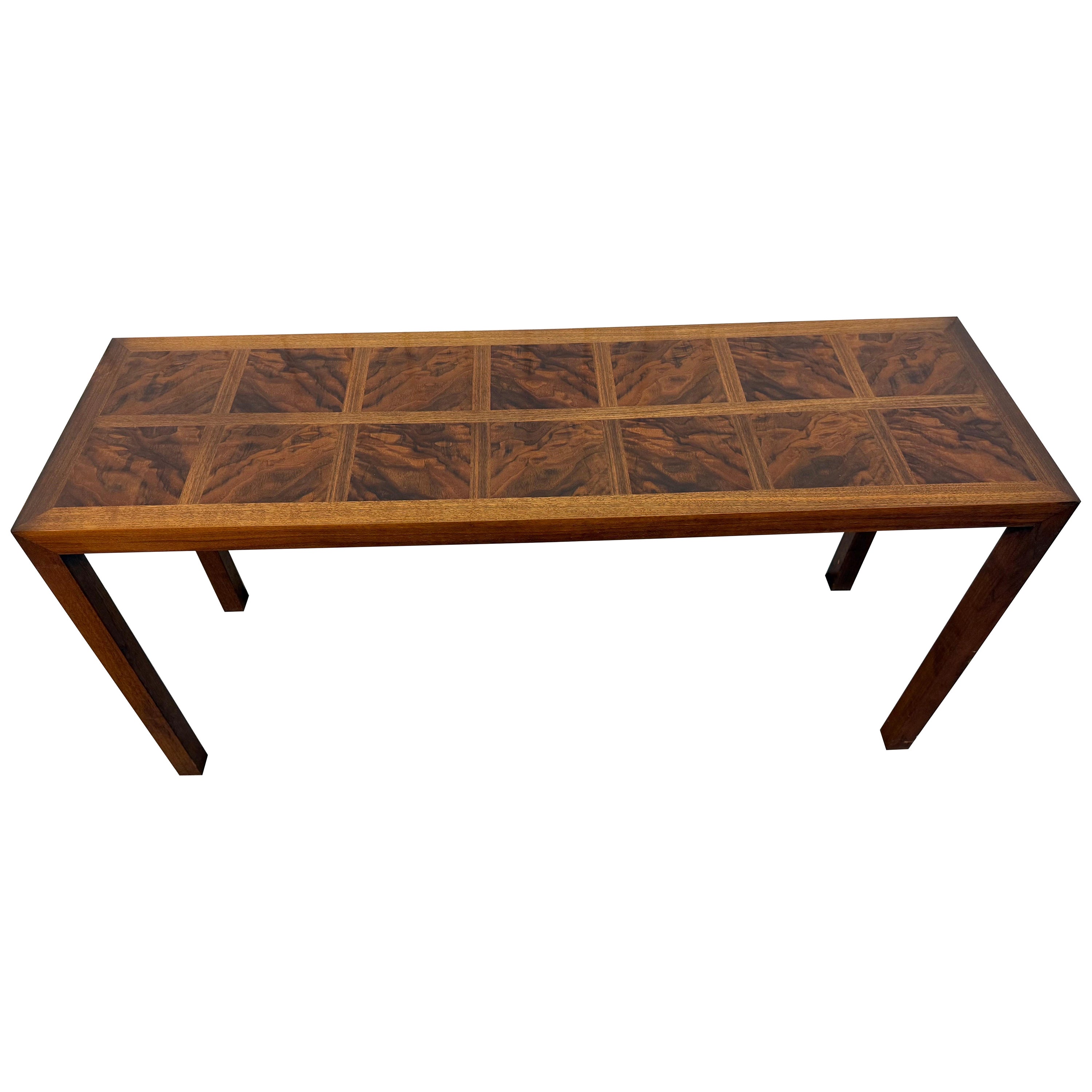 Mid-Century Modern Burled Wood Walnuss Sofa Tisch im Angebot