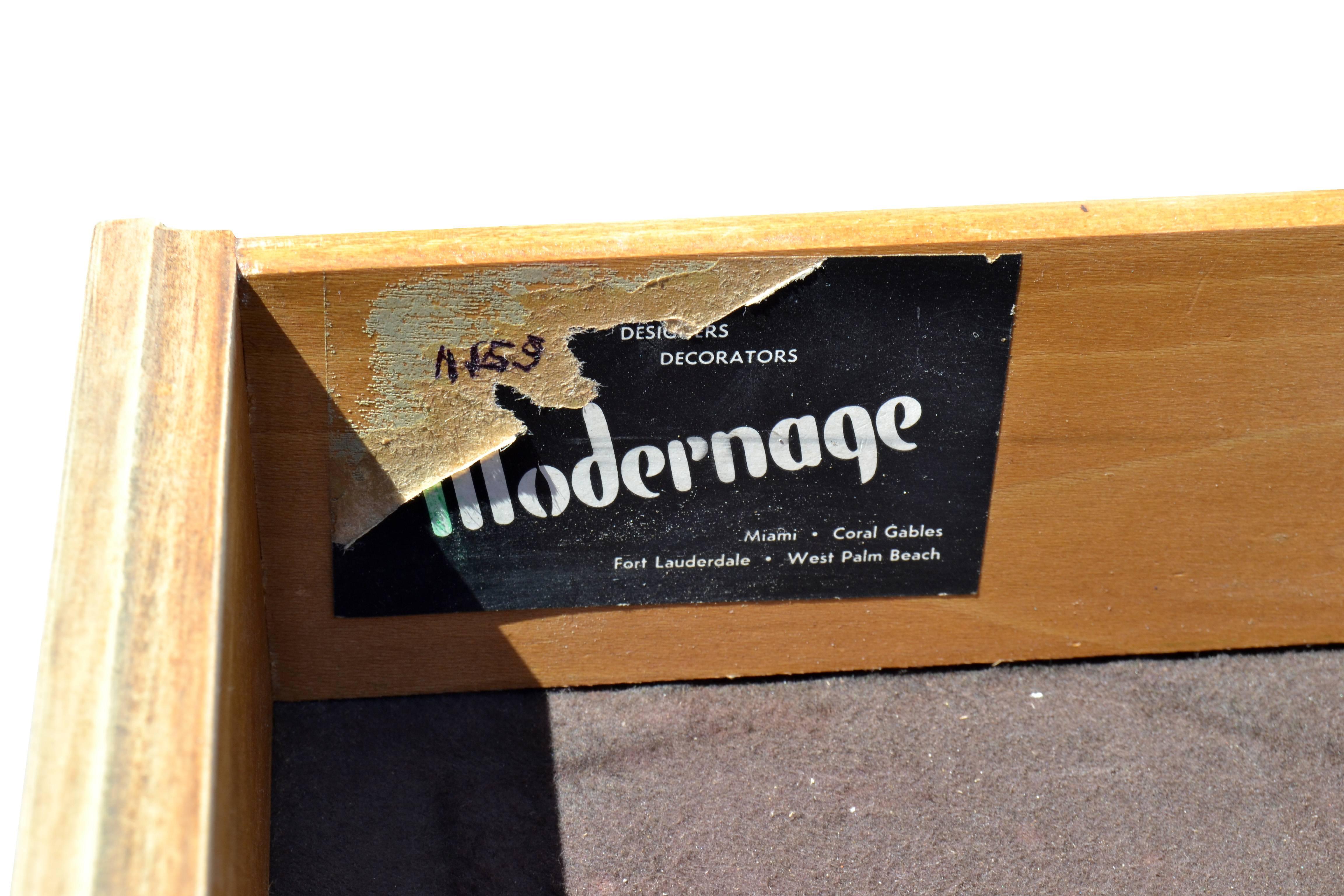 Modernage Furniture Co Mid-Century Modern Burl Wood Brass Credenza Ceruse Finish For Sale 4
