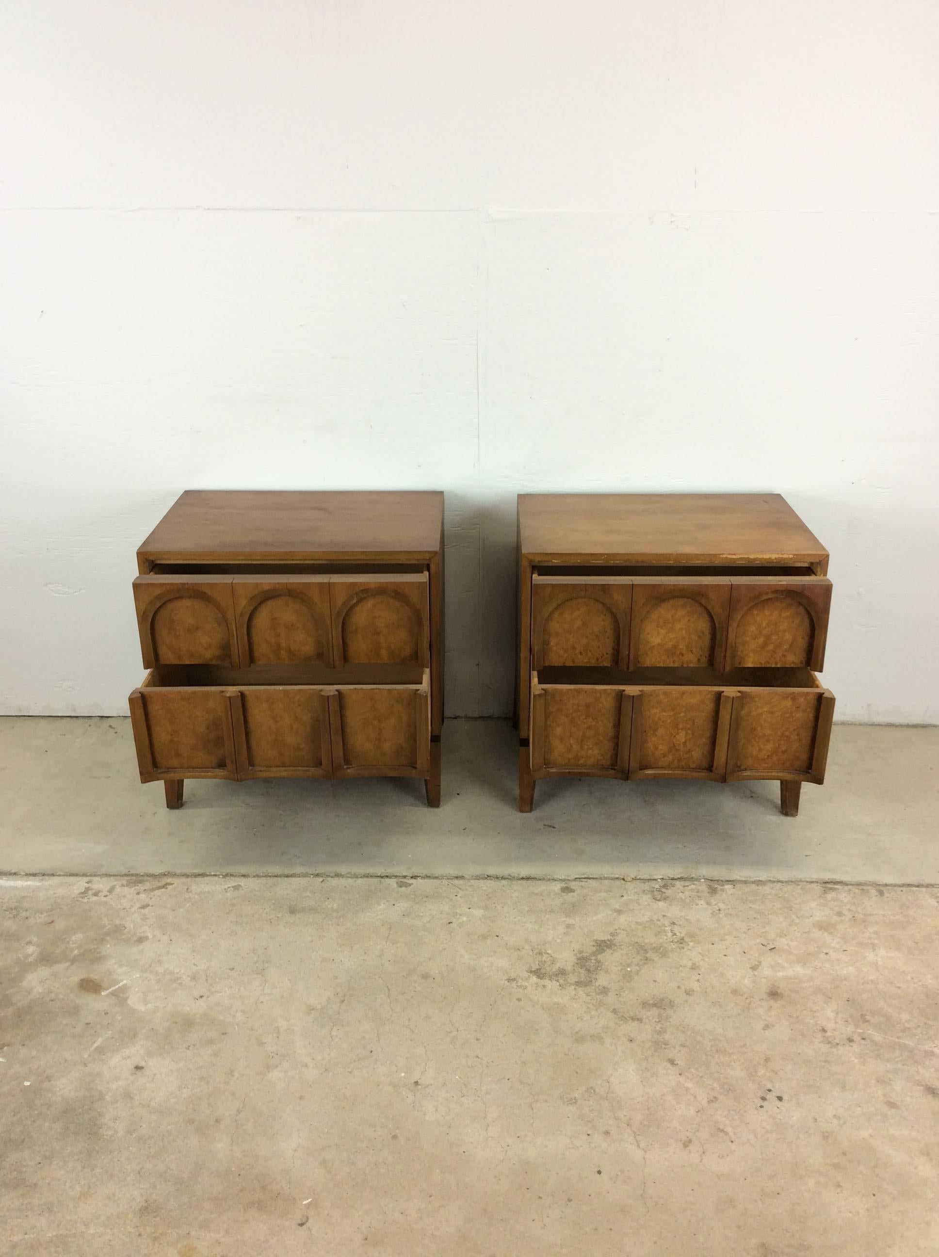 Mid-Century Modern Mid Century Modern Burlwood Nightstands by Thomaville - A Pair