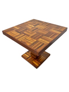 Mid-Century Modern Butcher Block Parquet Side Table